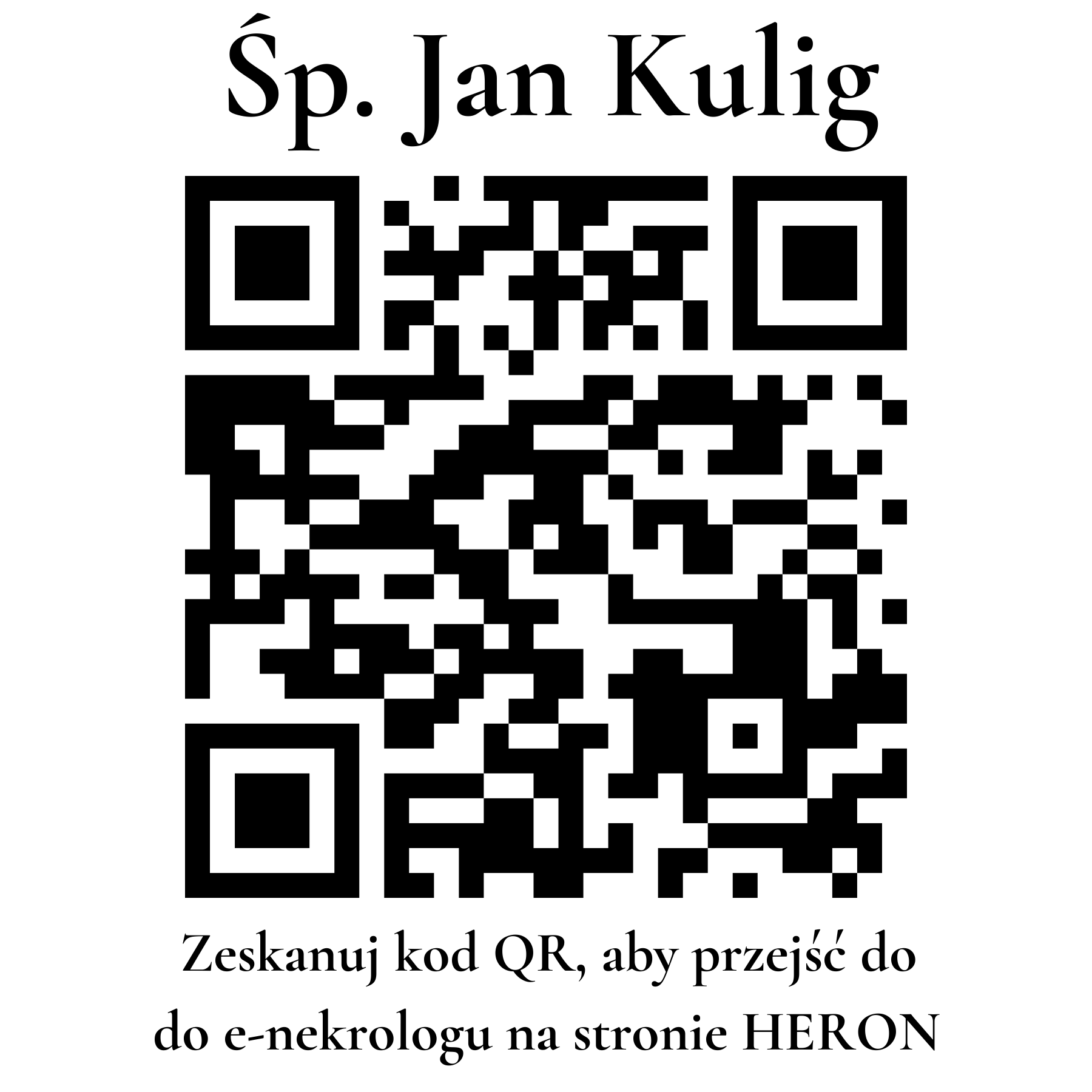 Kod QR do nekrologu Jan Kulig Kod QR do nekrologu Jan Kulig