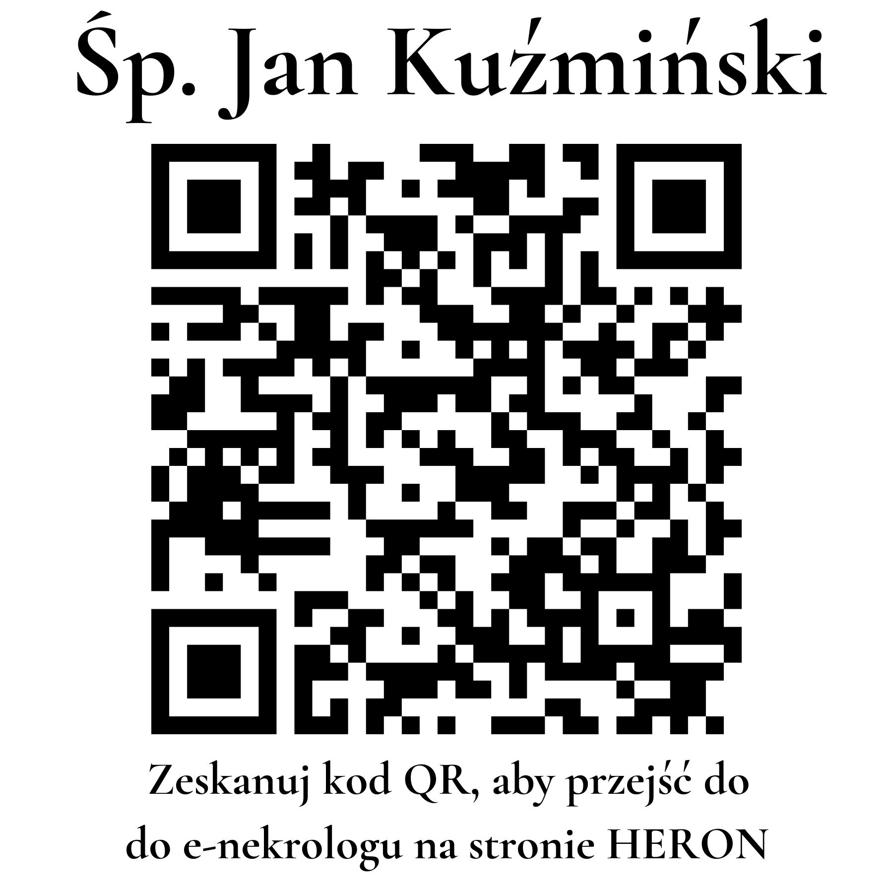 Kod QR do nekrologu Jan Kuźmiński Kod QR do nekrologu Jan Kuźmiński