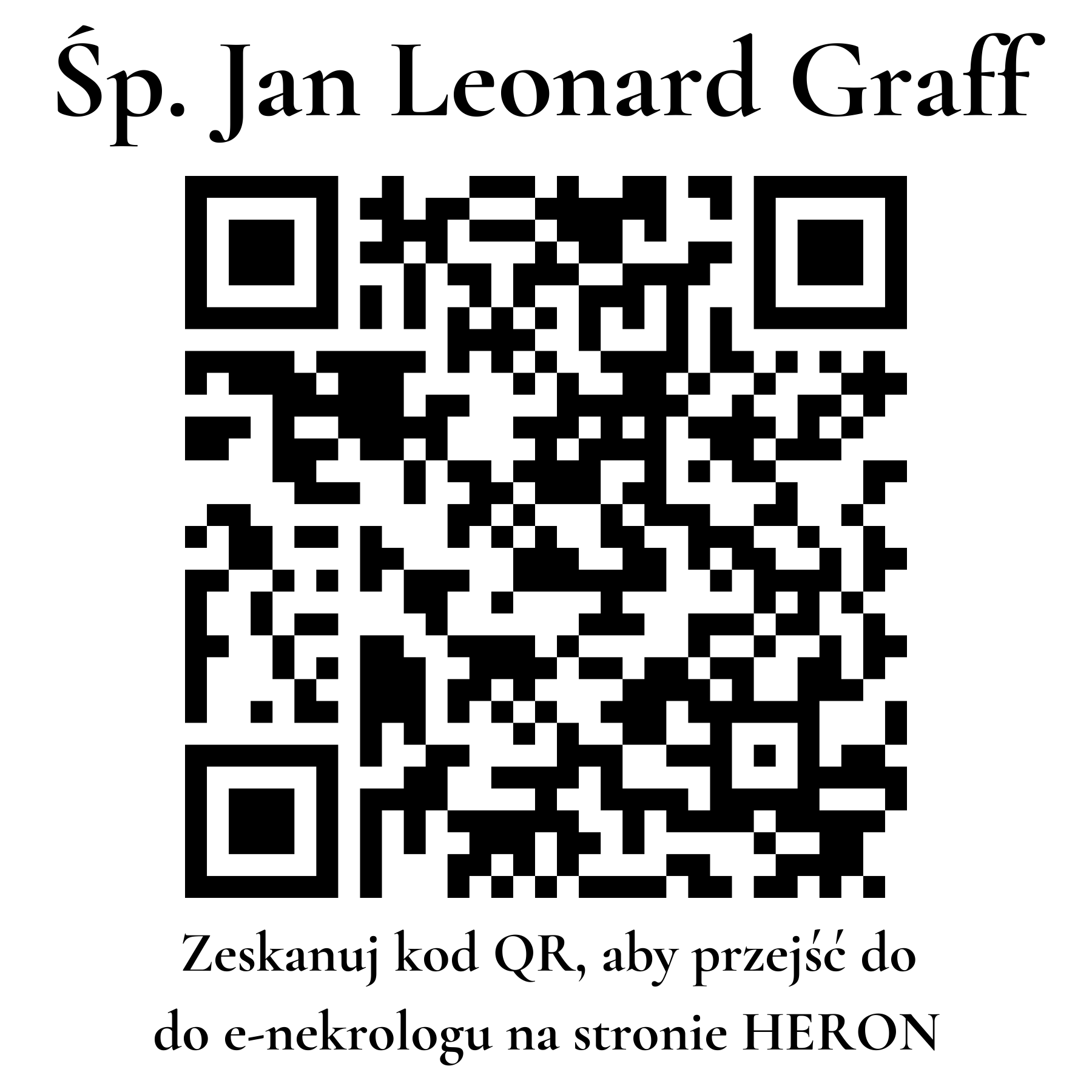Kod QR do nekrologu Jan Leonard Graff