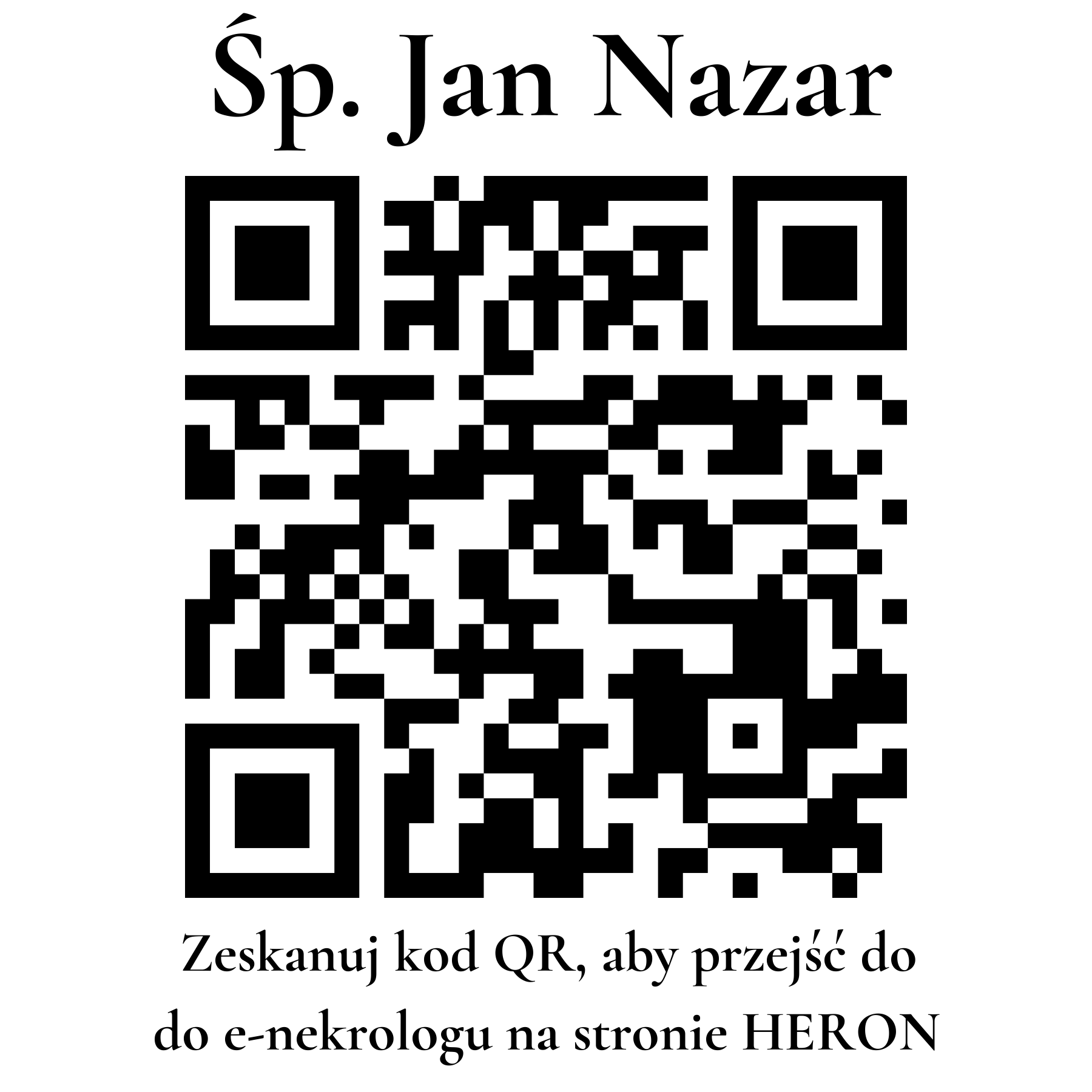 Kod QR do nekrologu Jan Nazar