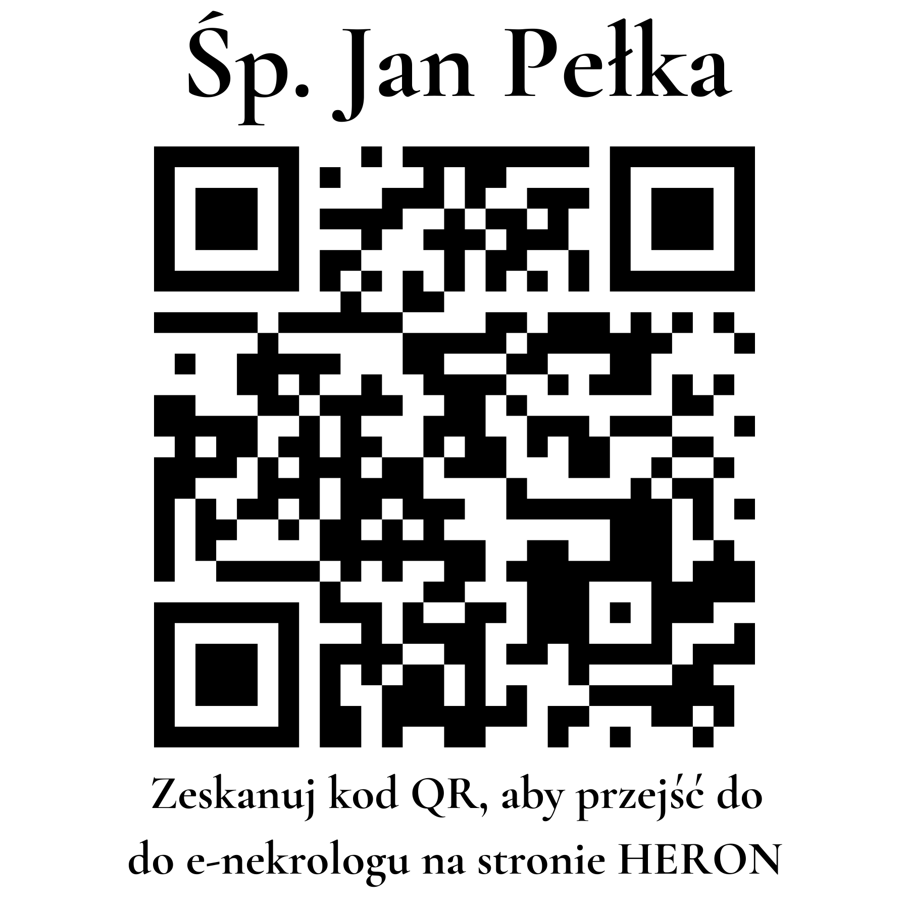 Kod QR do nekrologu Jan Pełka Kod QR do nekrologu Jan Pełka