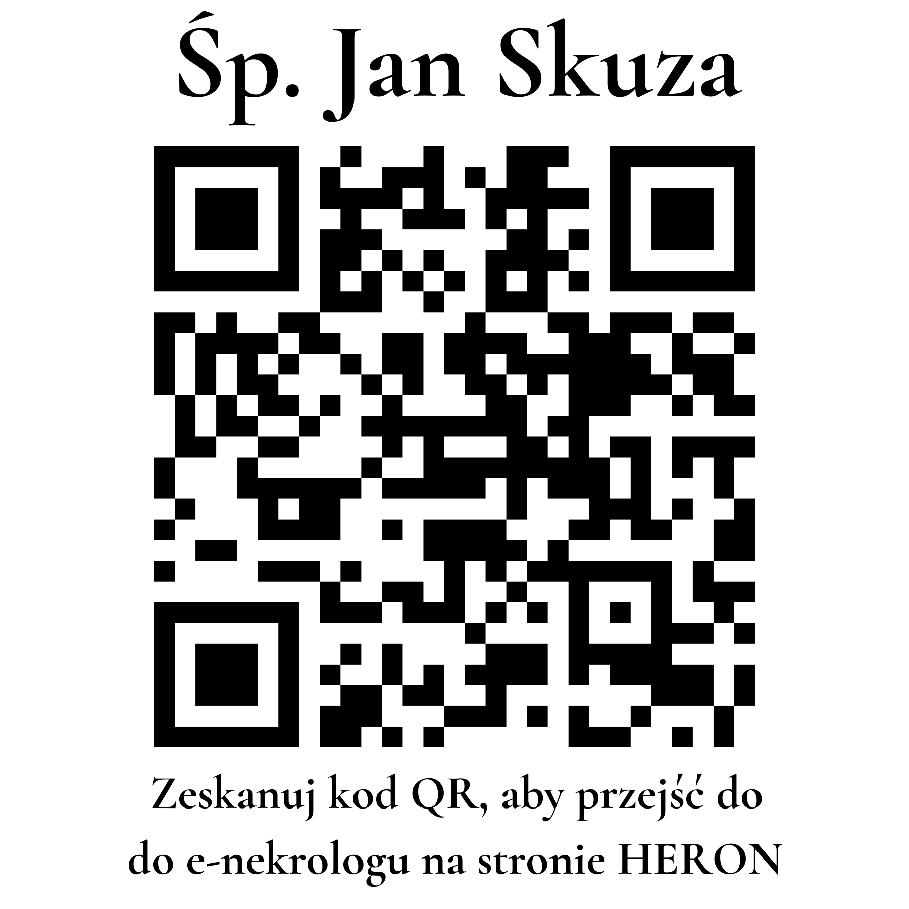 Kod QR do nekrologu Jan Skuza Kod QR do nekrologu Jan Skuza