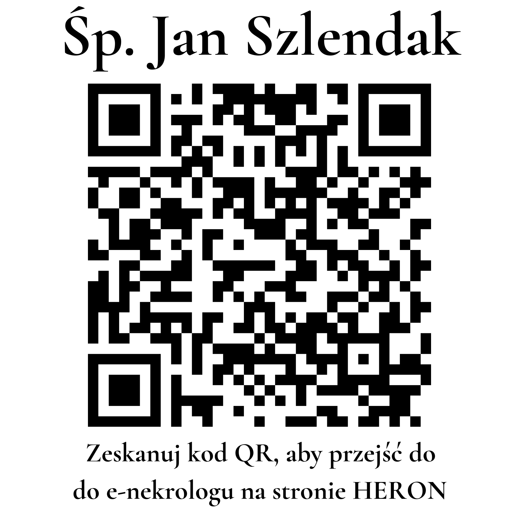 Kod QR do nekrologu Jan Szlendak