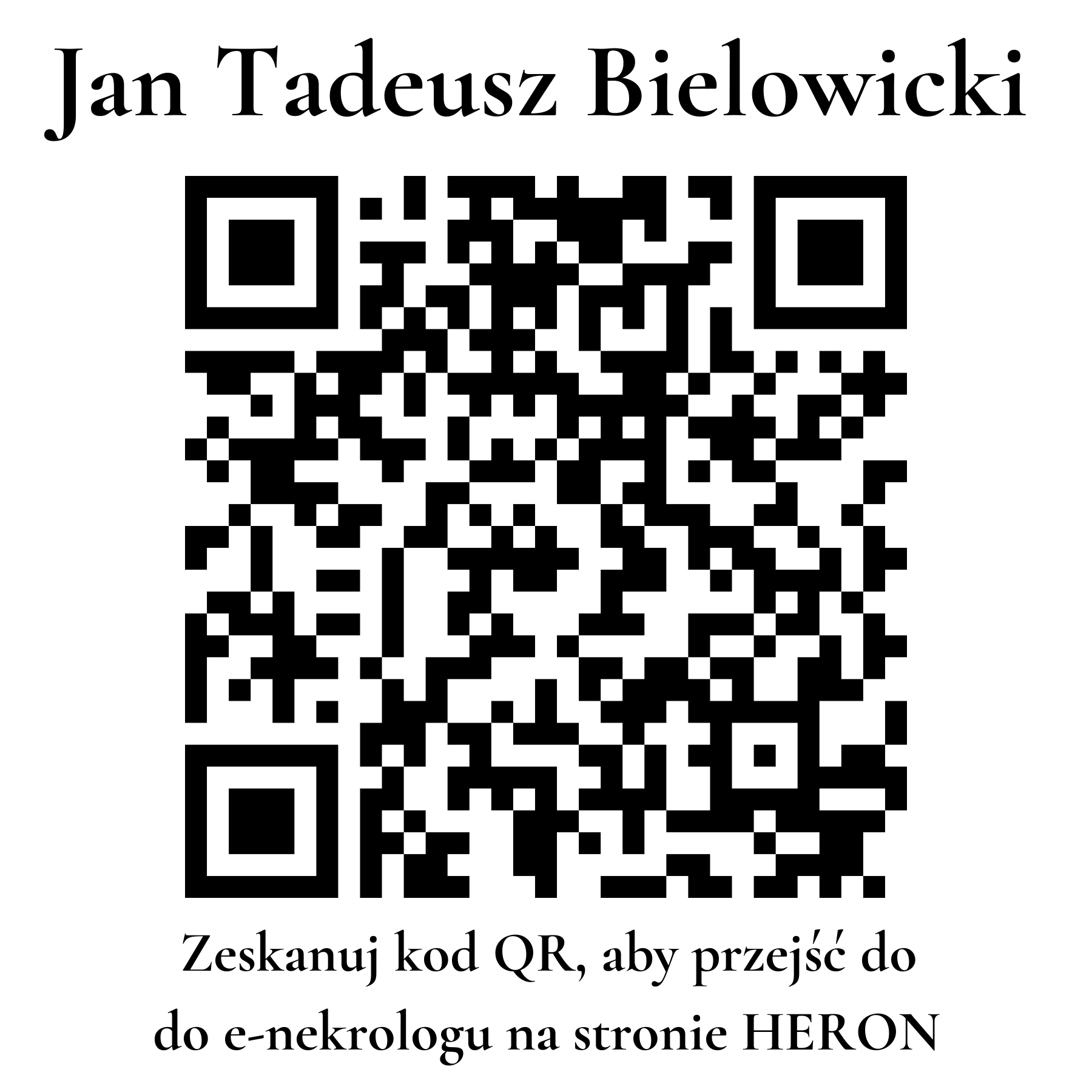 Kod QR do nekrologu Jan Tadeusz Bielowicki