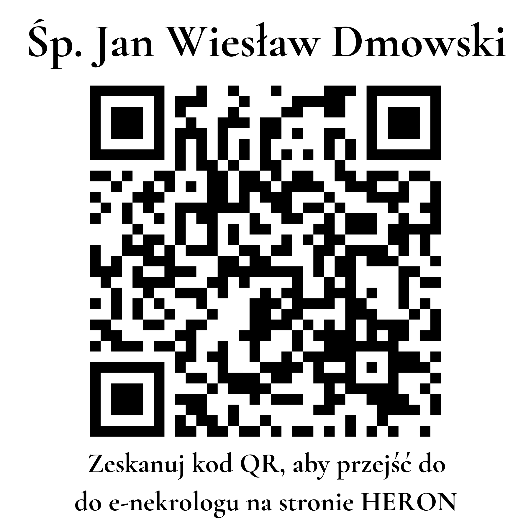 Kod QR do nekrologu Jan Wiesław Dmowski