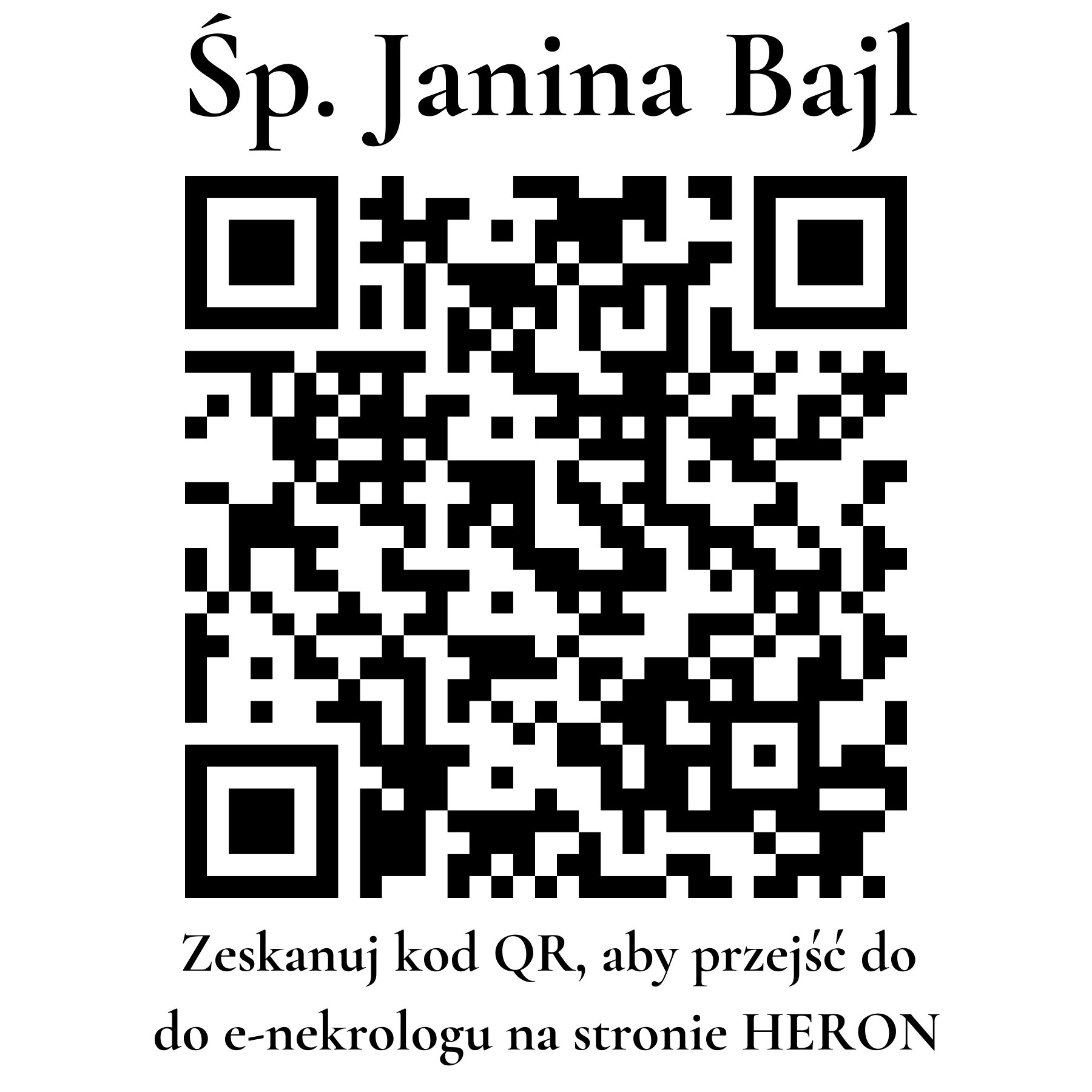 Kod QR do nekrologu Janina Bajl