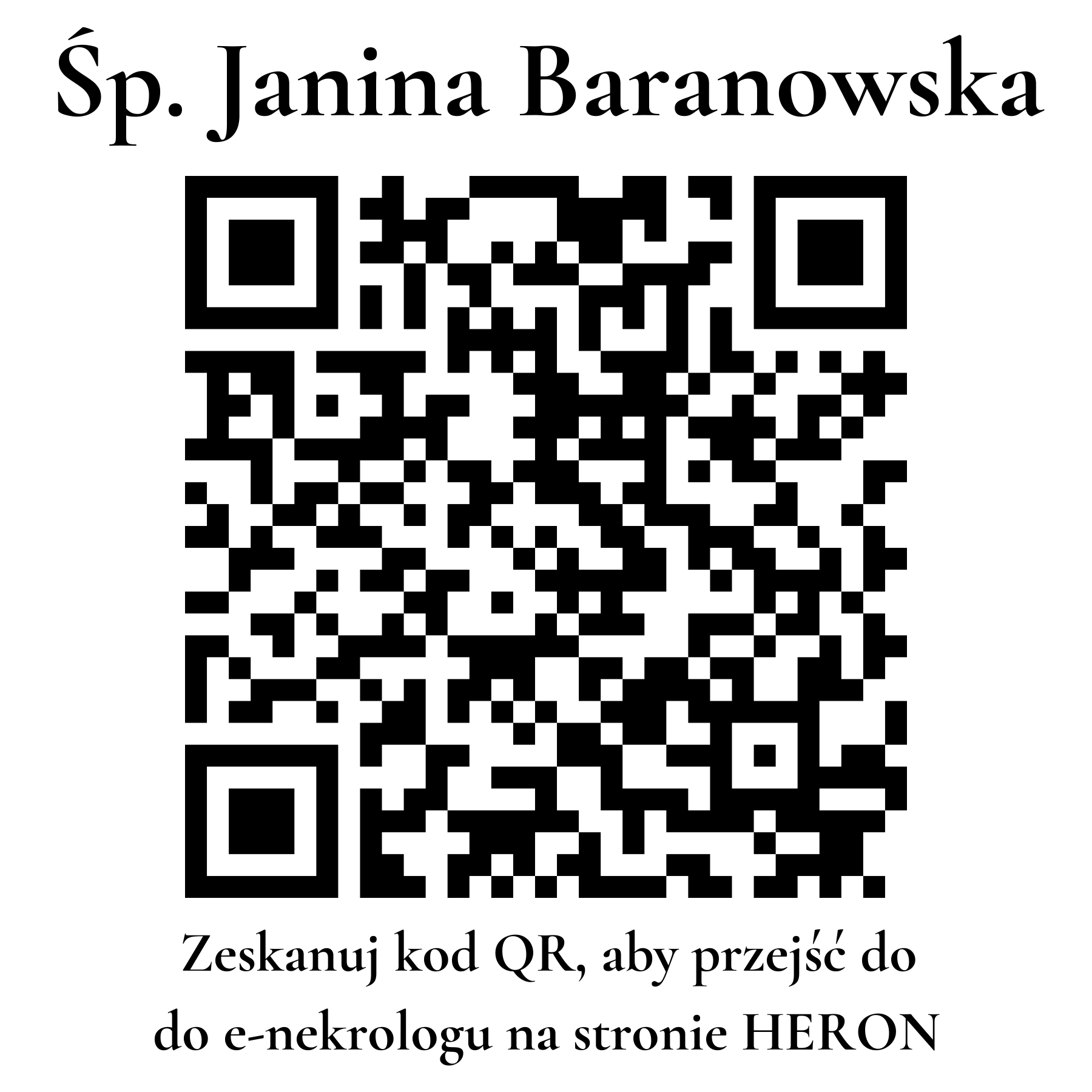 Kod QR do nekrologu Janina Baranowska Kod QR do nekrologu Janina Baranowska