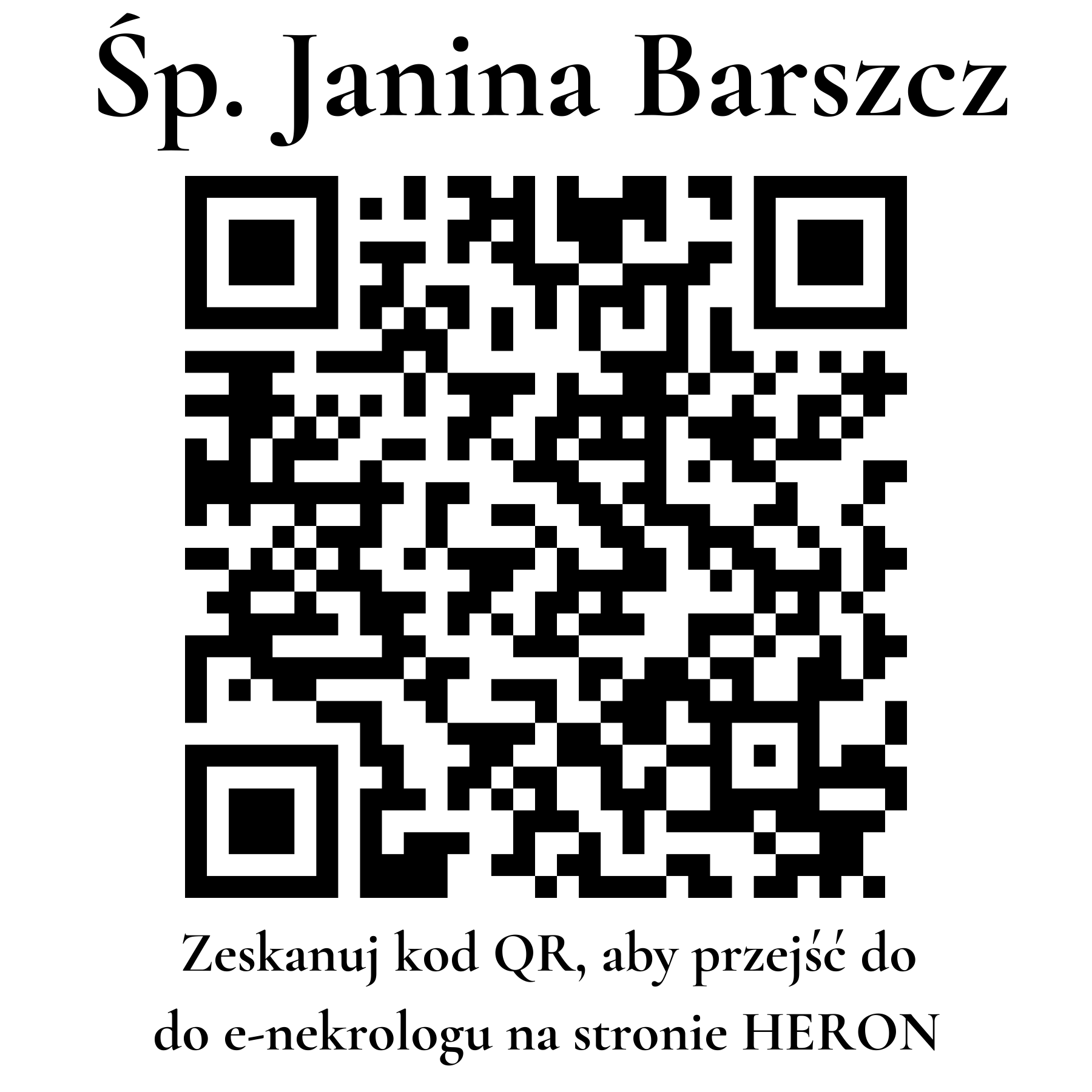 Kod QR do nekrologu Janina Barszcz Kod QR do nekrologu Janina Barszcz