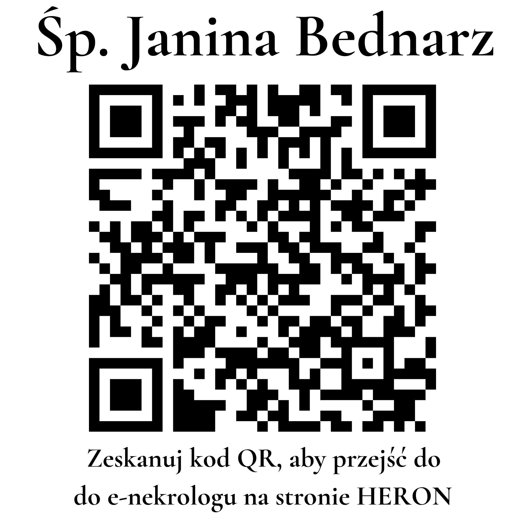 Kod QR do nekrologu Janina Bednarz Kod QR do nekrologu Janina Bednarz