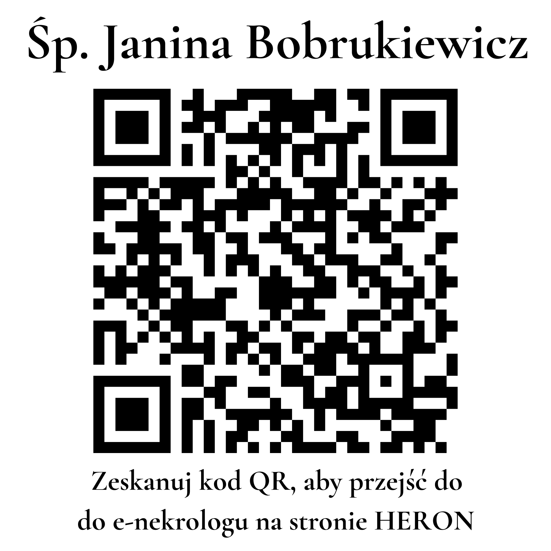 Kod QR do nekrologu Janina Bobrukiewicz