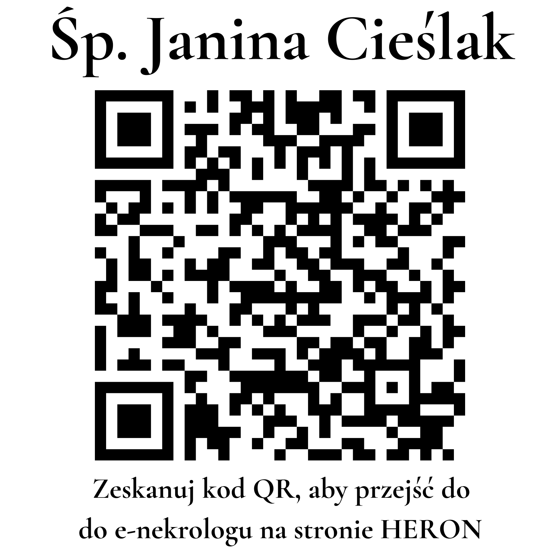 Kod QR do nekrologu Janina Cieślak Kod QR do nekrologu Janina Cieślak