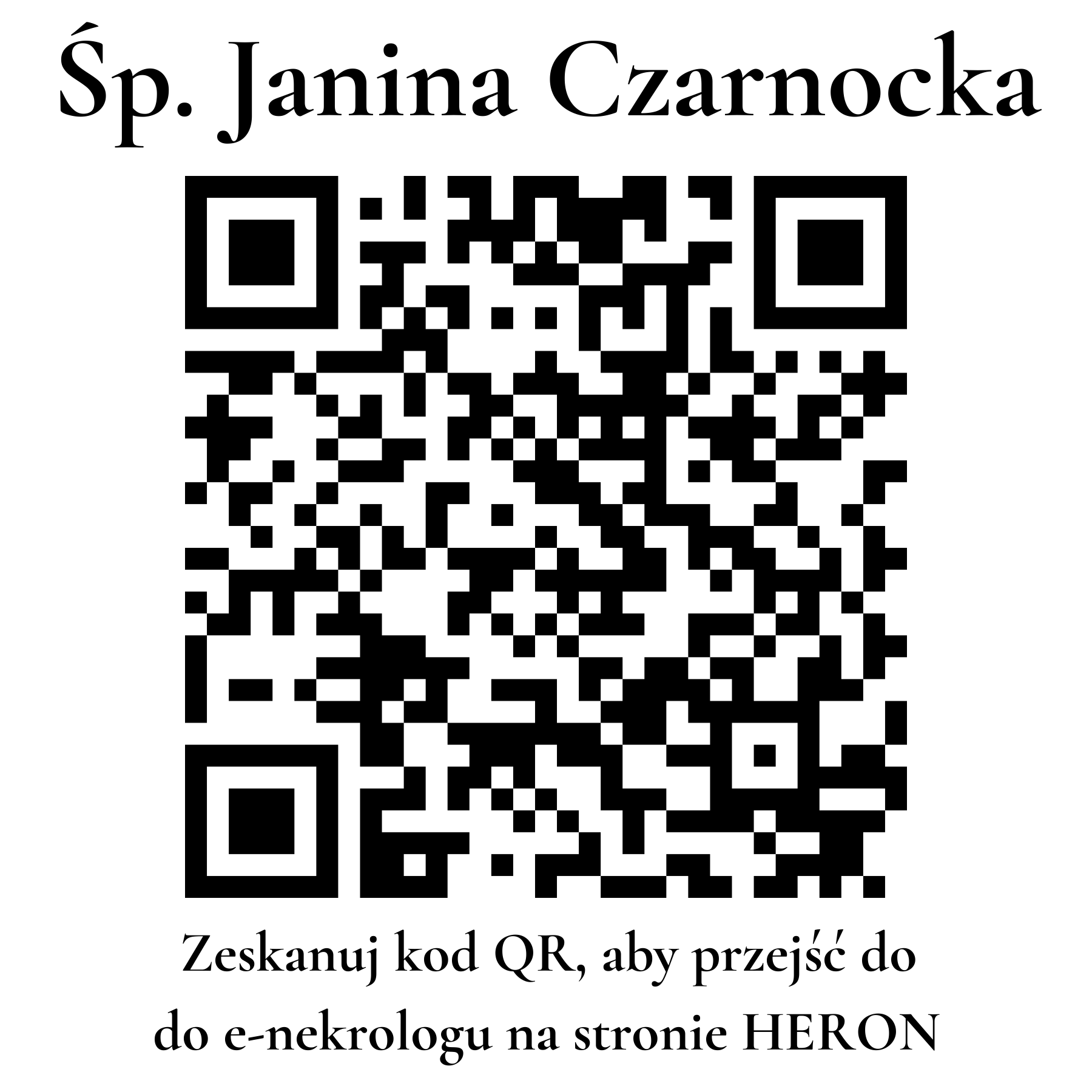 Kod QR do nekrologu Janina Czarnocka