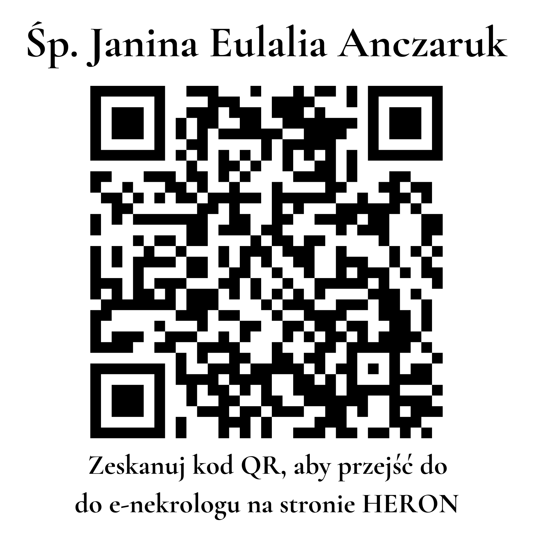 Kod QR do nekrologu Janina Eulalia Anczaruk Kod QR do nekrologu Janina Eulalia Anczaruk