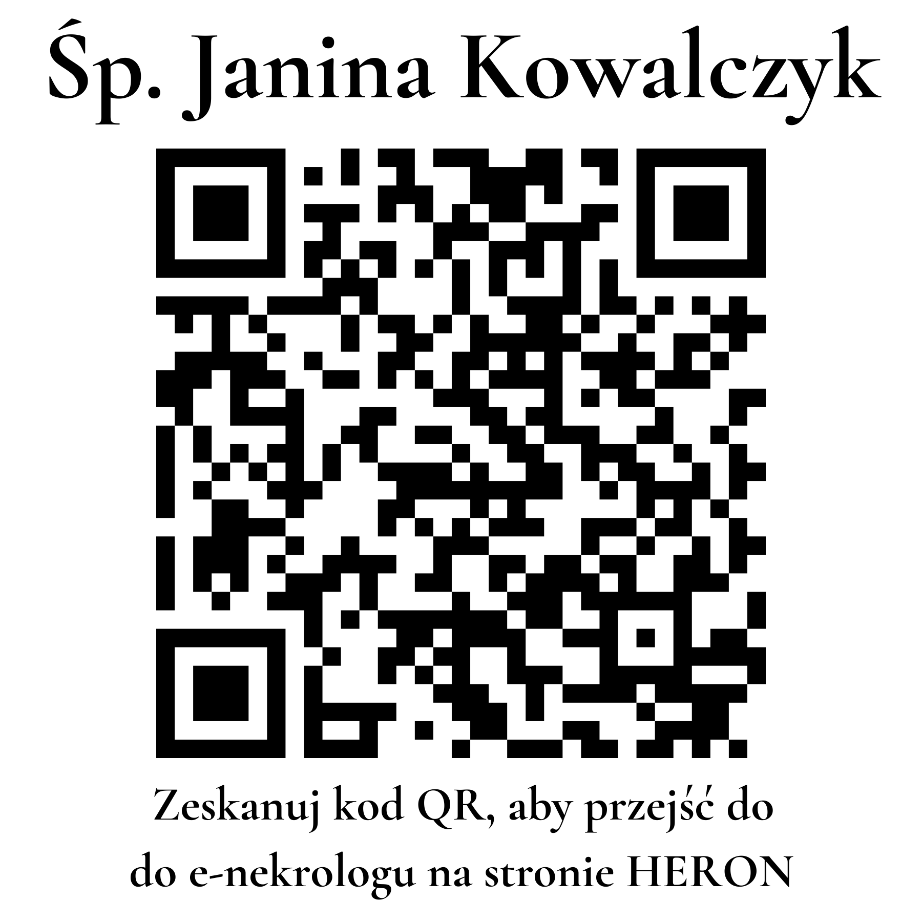 Kod QR do nekrologu Janina Kowalczyk Kod QR do nekrologu Janina Kowalczyk