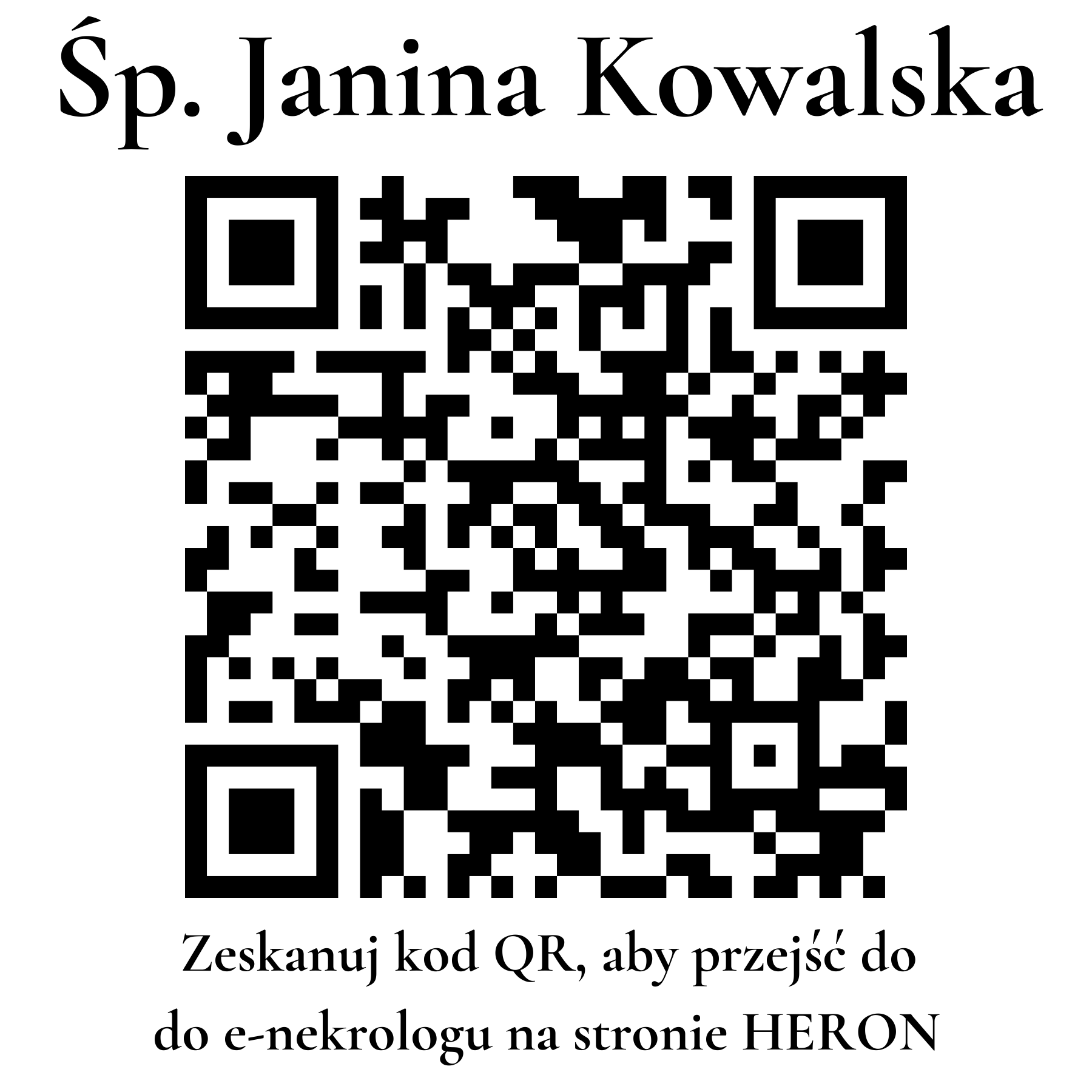 Kod QR do nekrologu Janina Kowalska