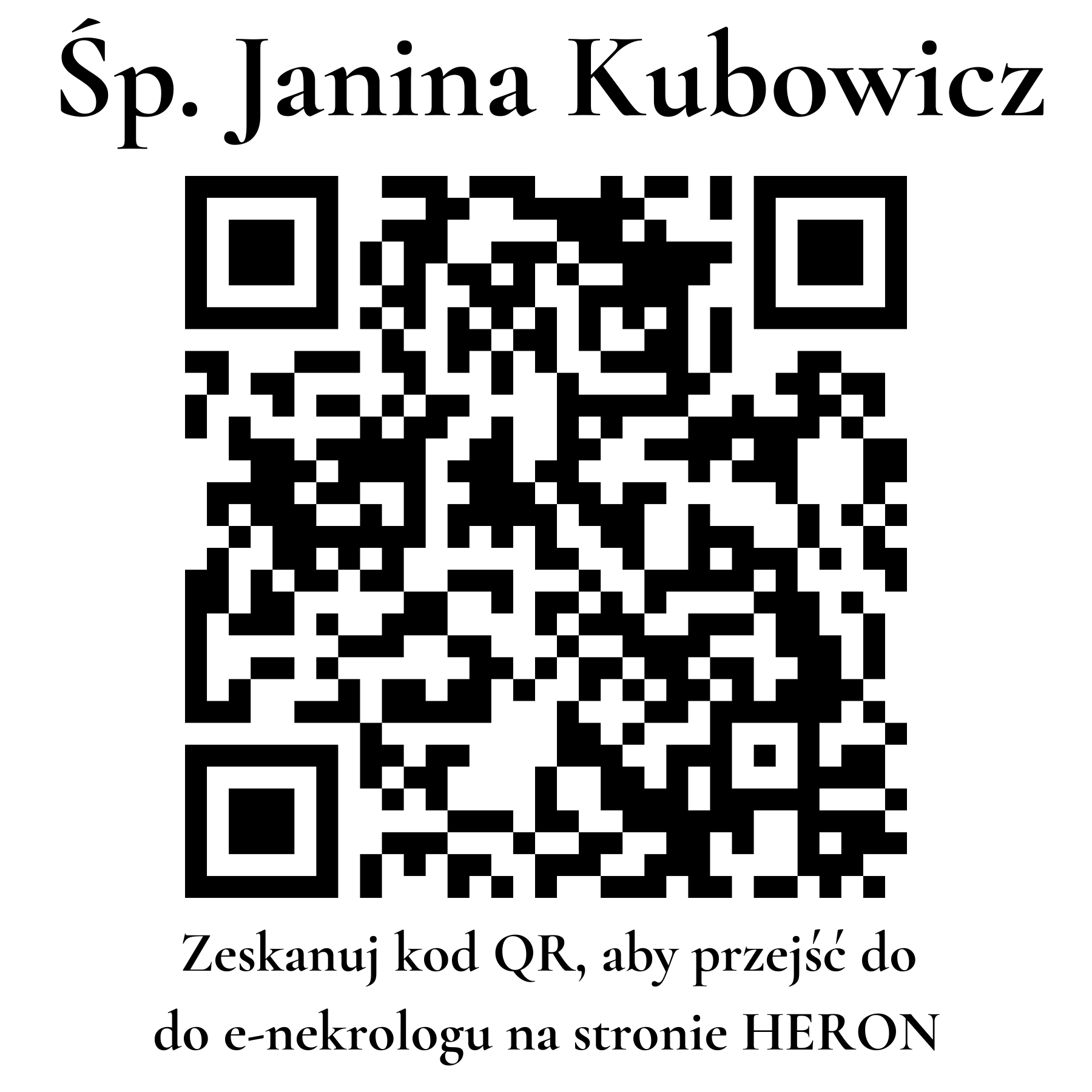 Kod QR do nekrologu Janina Kubowicz