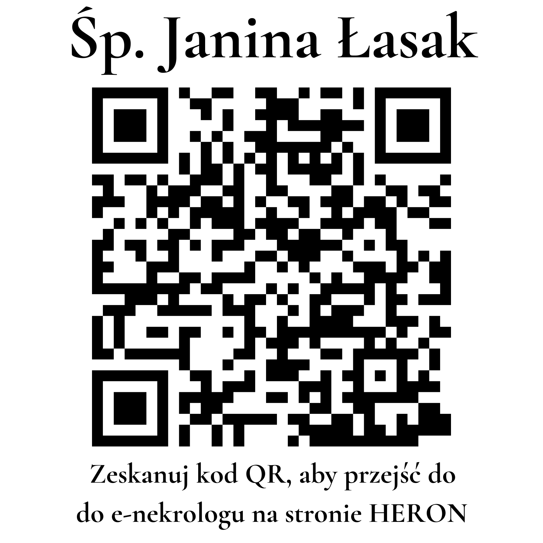 Kod QR do nekrologu Janina Łasak Kod QR do nekrologu Janina Łasak