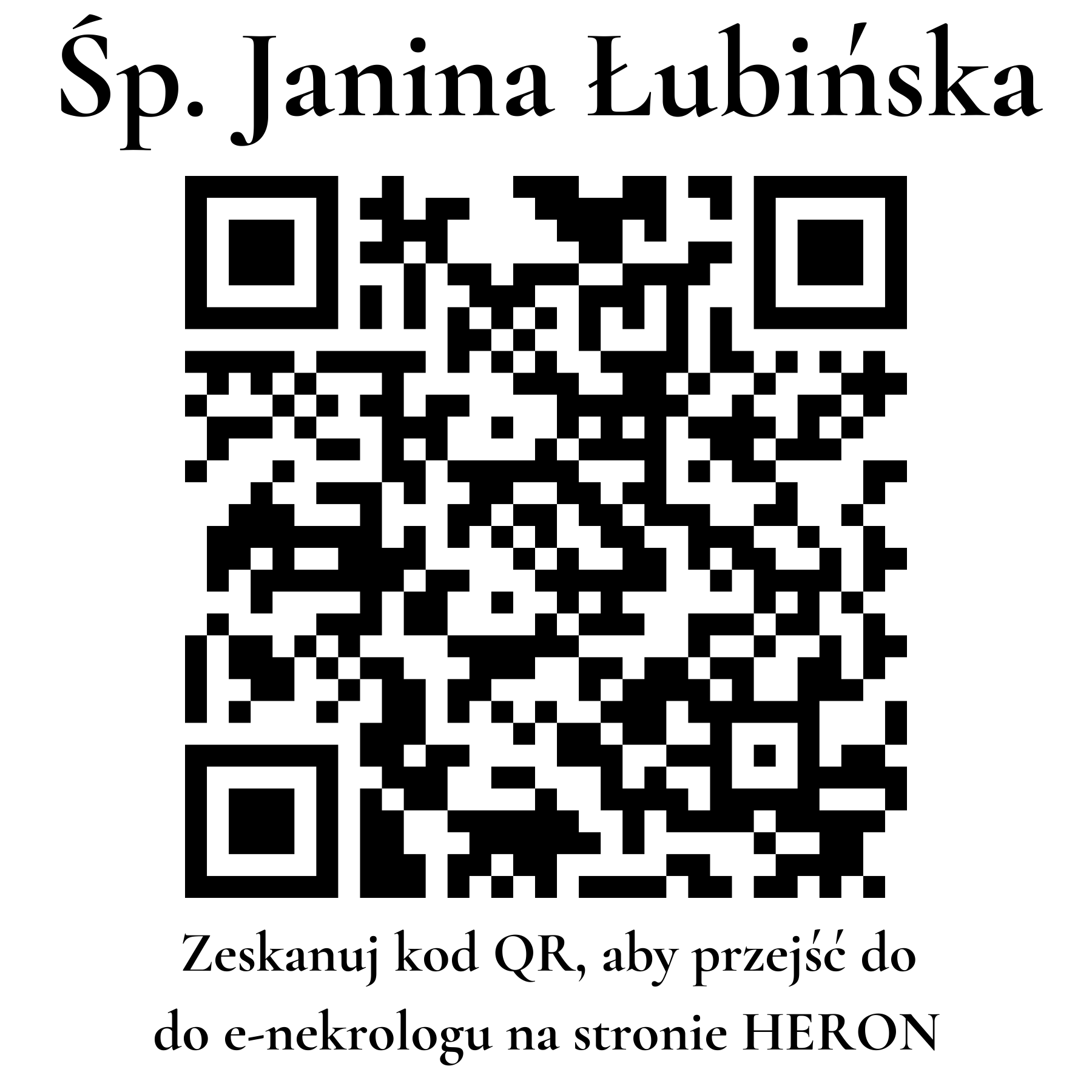 Kod QR do nekrologu Janina Łubińska Kod QR do nekrologu Janina Łubińska