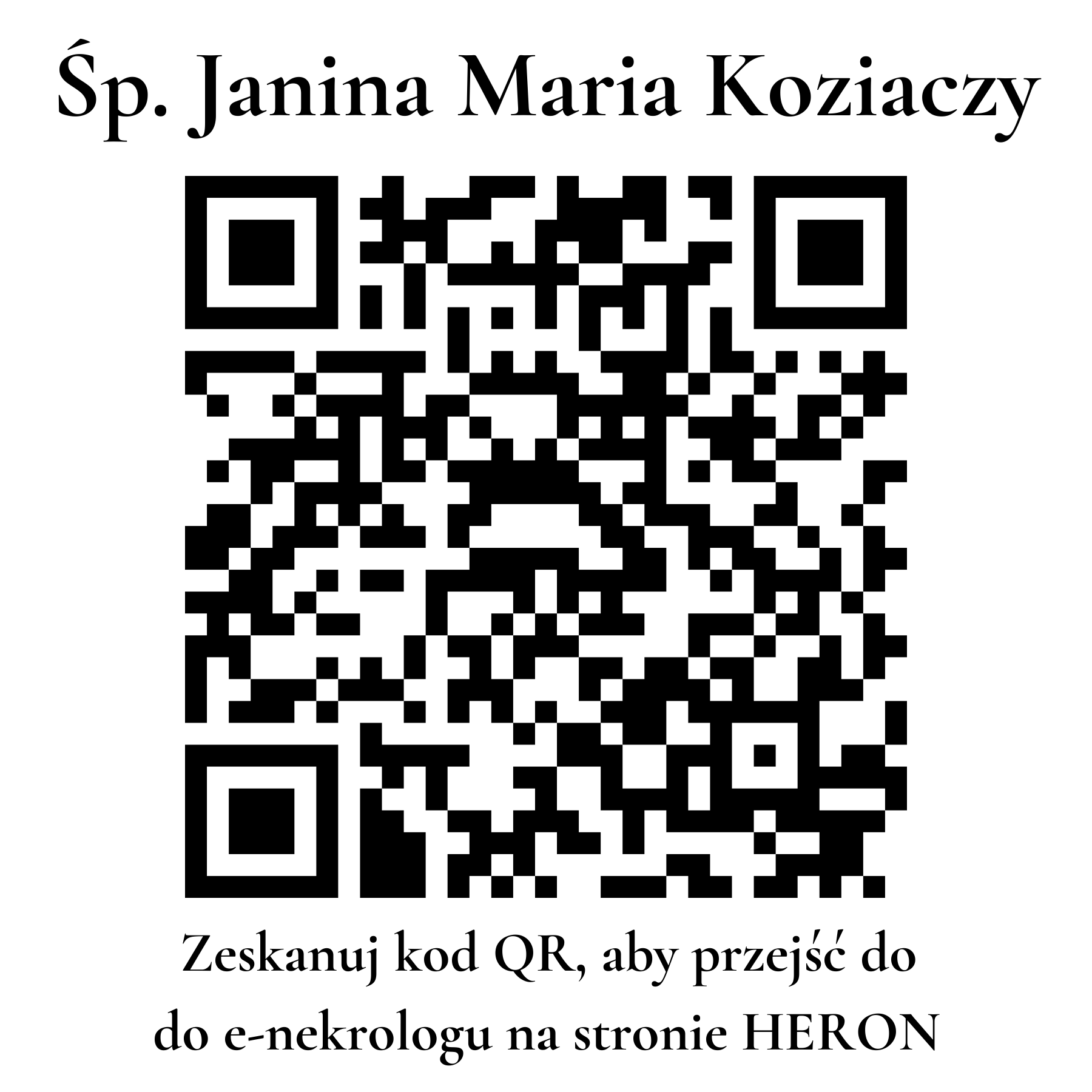 Kod QR do nekrologu Janina Maria Koziaczy