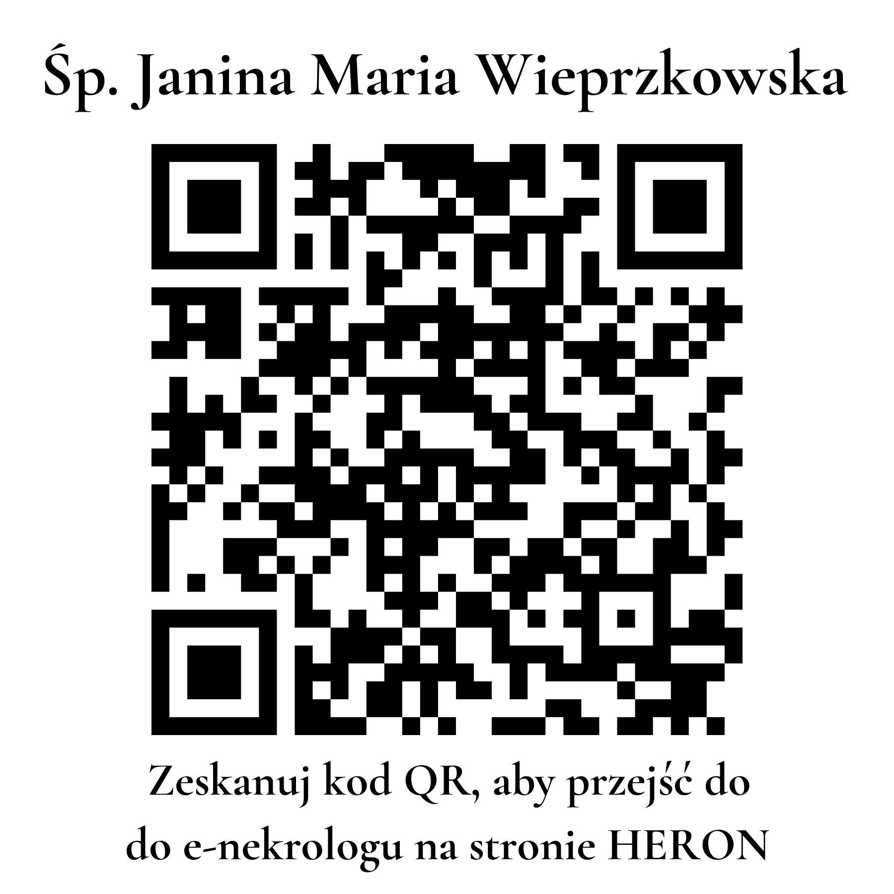 Kod QR do nekrologu Janina Maria Wieprzkowska