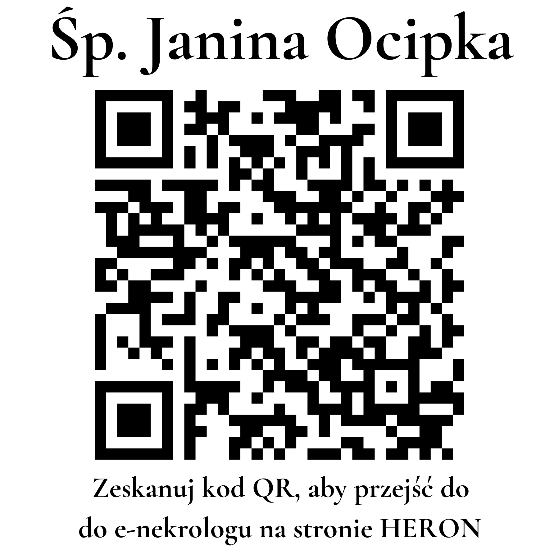 Kod QR do nekrologu Janina Ocipka