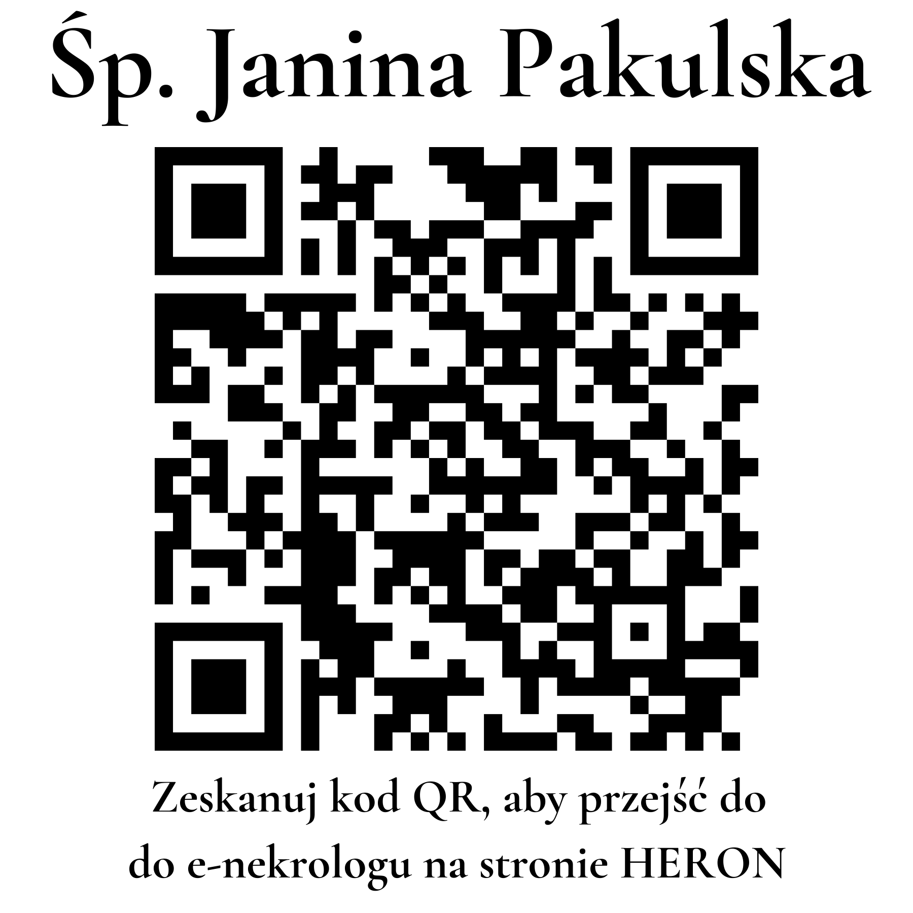 Kod QR do nekrologu Janina Pakulska Kod QR do nekrologu Janina Pakulska