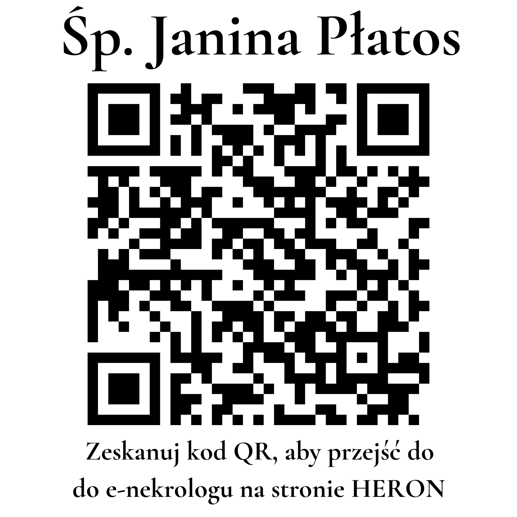 Kod QR do nekrologu Janina Płatos Kod QR do nekrologu Janina Płatos