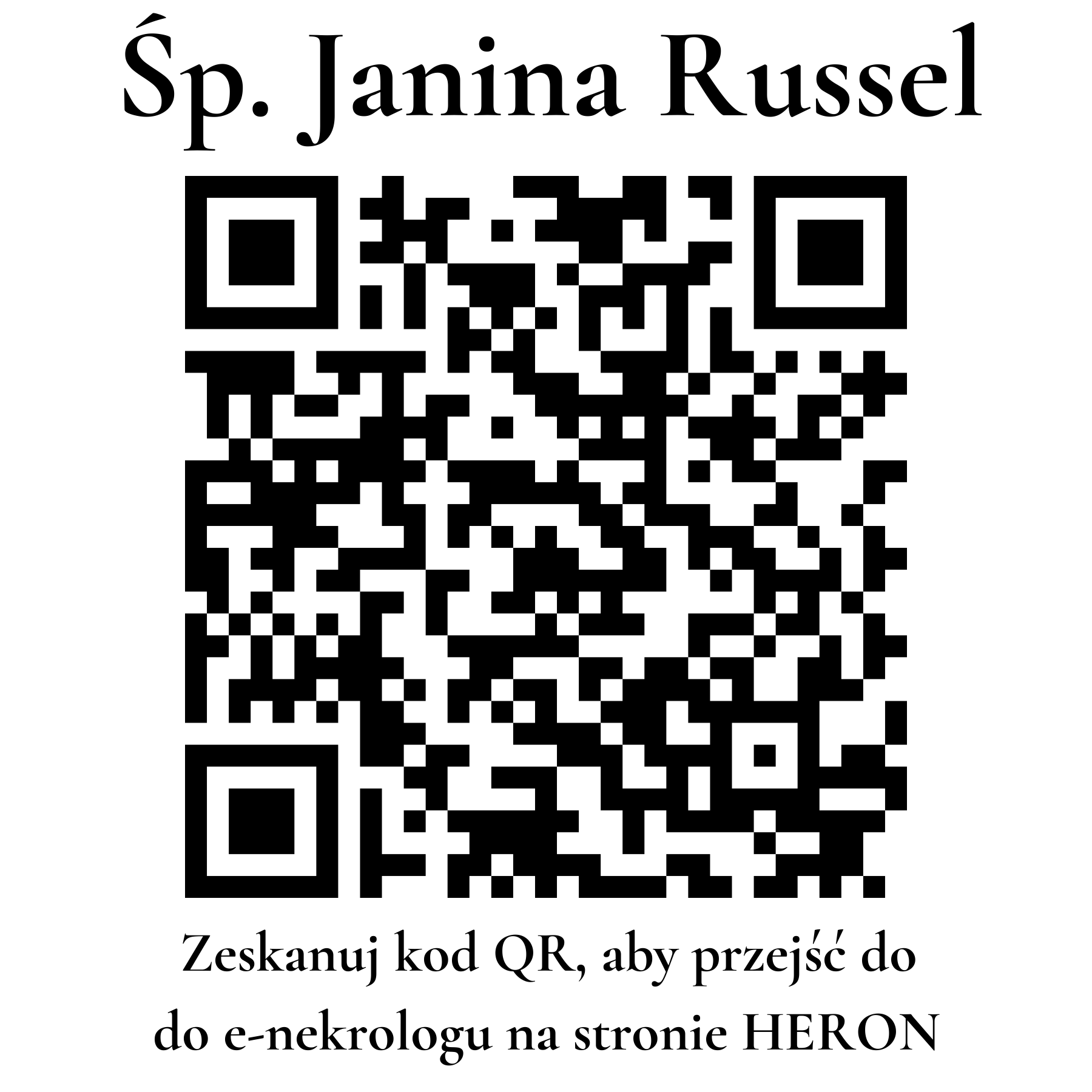 Kod QR do nekrologu Janina Russel Kod QR do nekrologu Janina Russel
