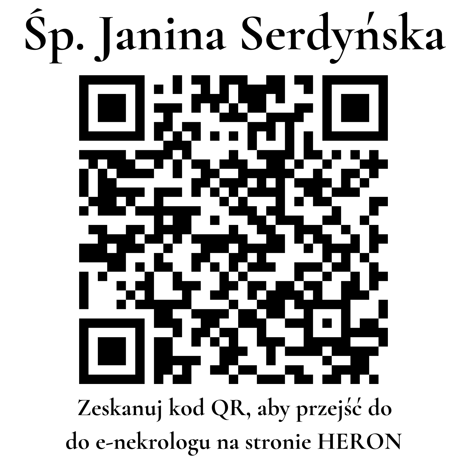 Kod QR do nekrologu Janina Serdyńska
