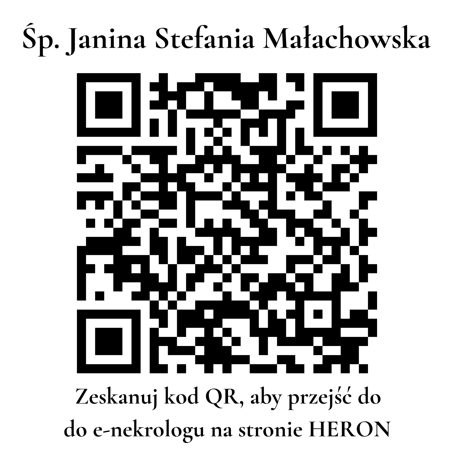 Kod QR do nekrologu Janina Stefania Małachowska Kod QR do nekrologu Janina Stefania Małachowska