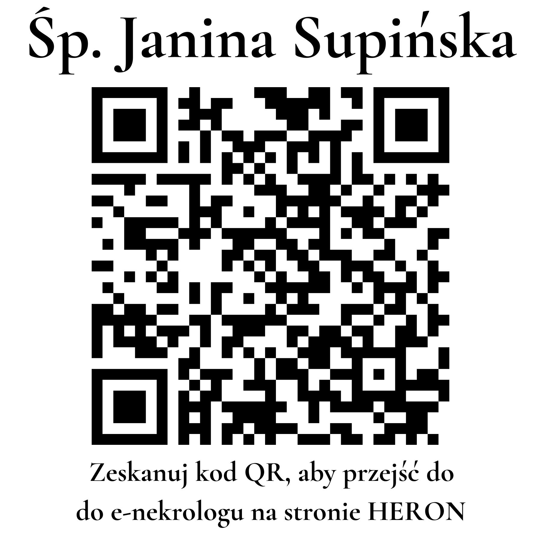 Kod QR do nekrologu Janina Supińska Kod QR do nekrologu Janina Supińska