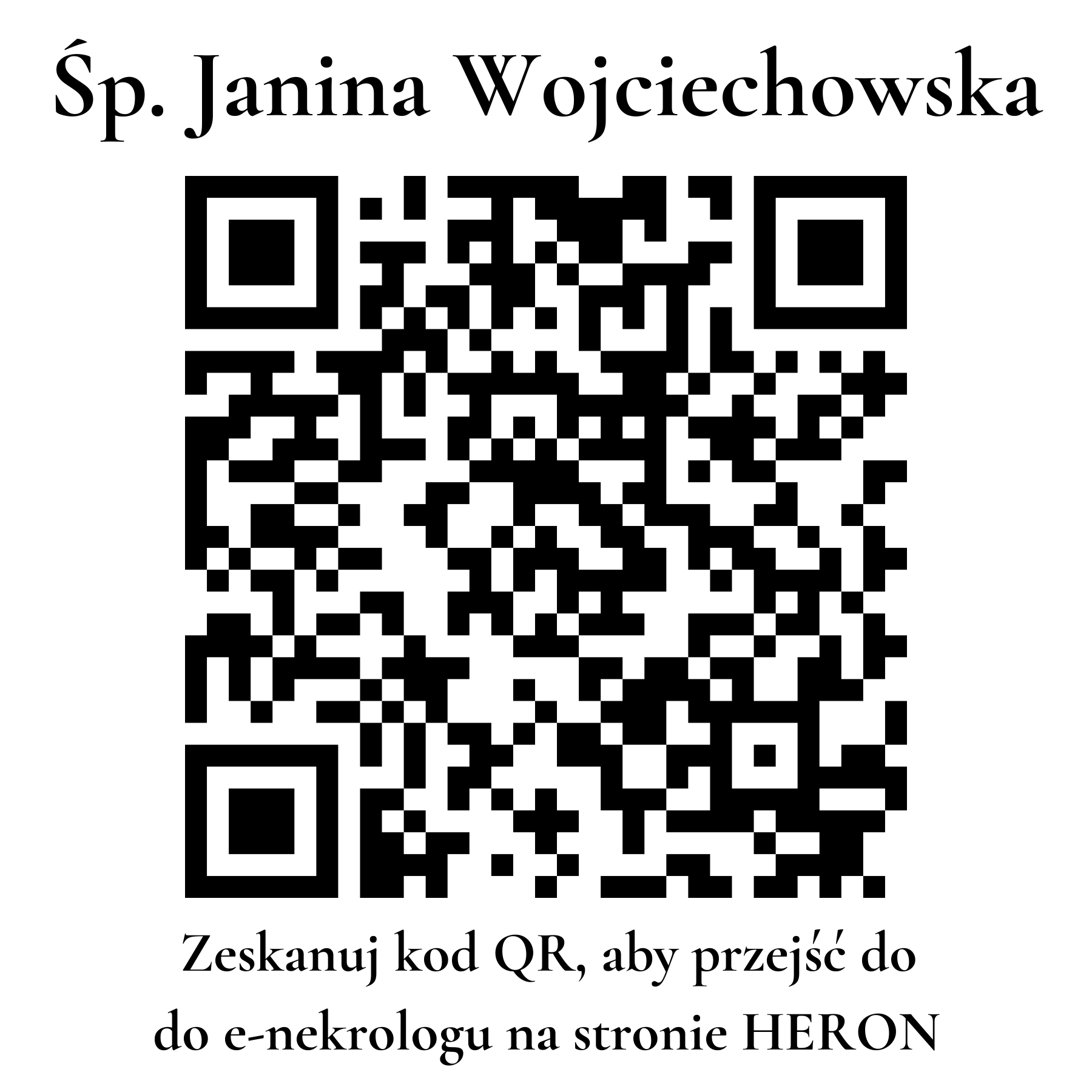 Kod QR do nekrologu Janina Wojciechowska