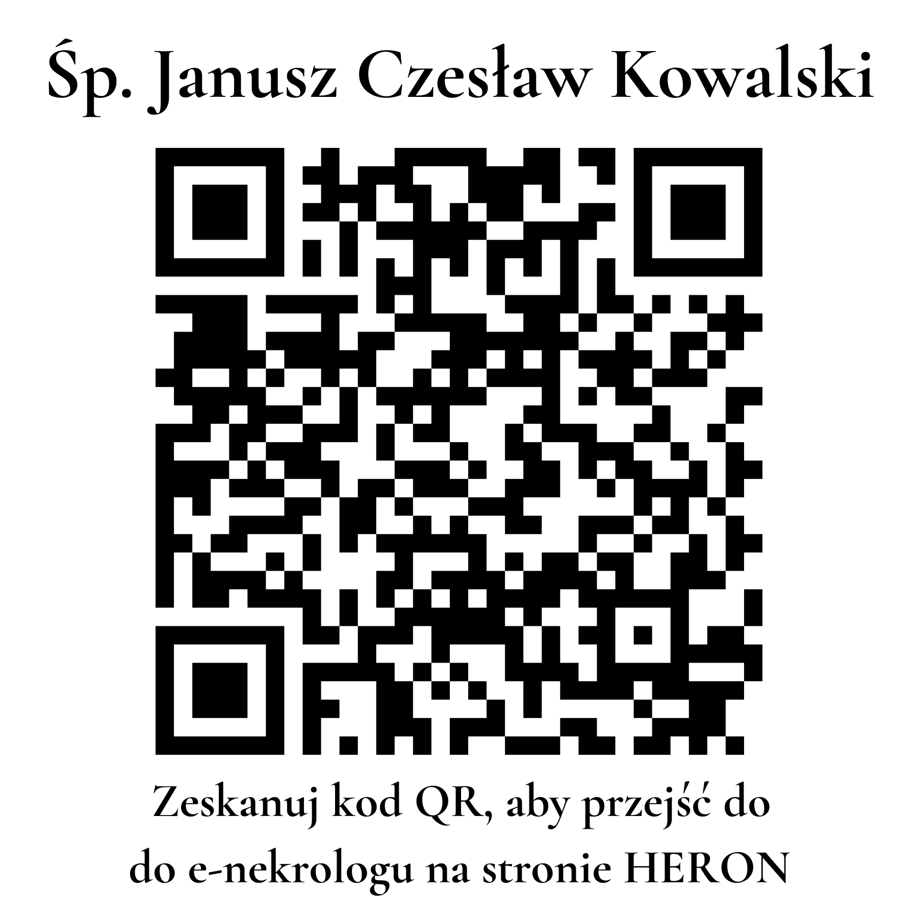 Kod QR do nekrologu Janusz Czesław Kowalski