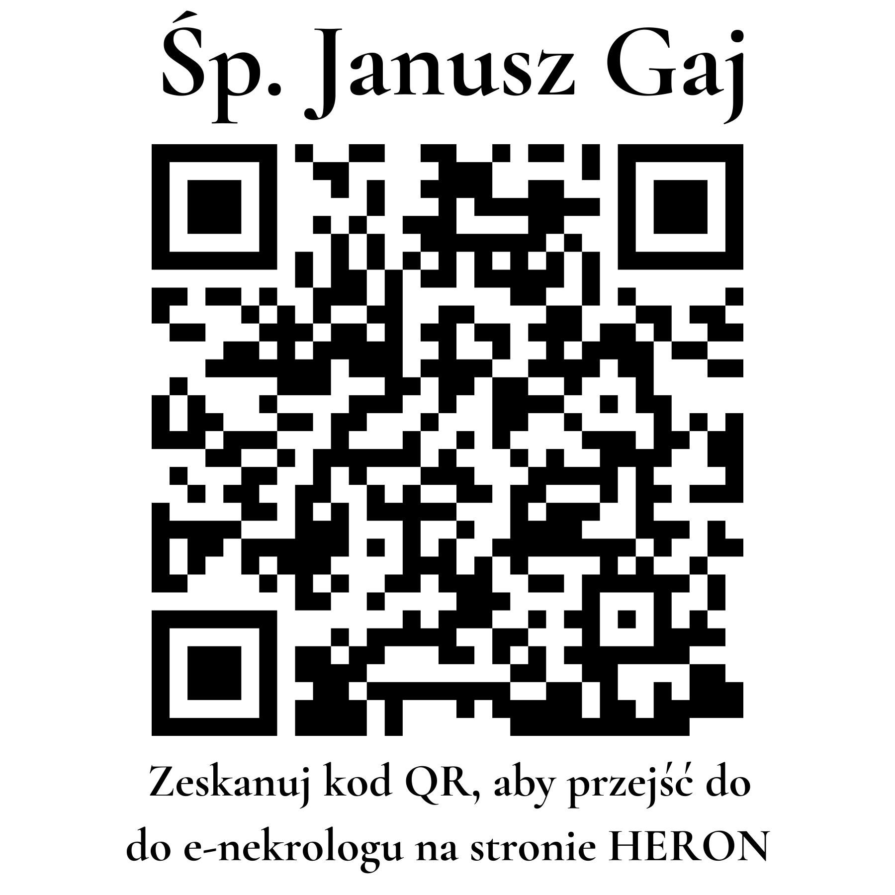 Kod QR do nekrologu Janusz Gaj