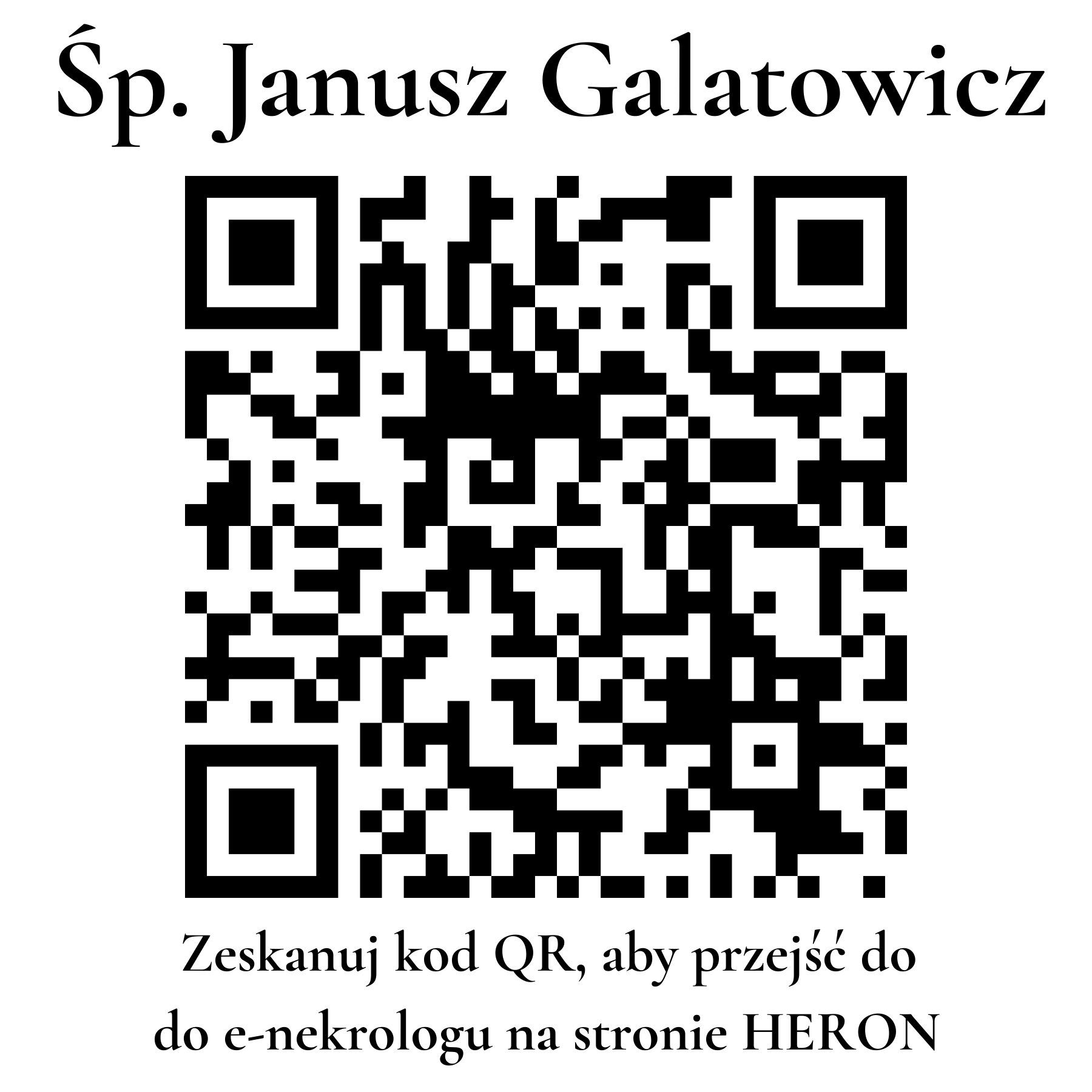 Kod QR do nekrologu Janusz Galatowicz Kod QR do nekrologu Janusz Galatowicz