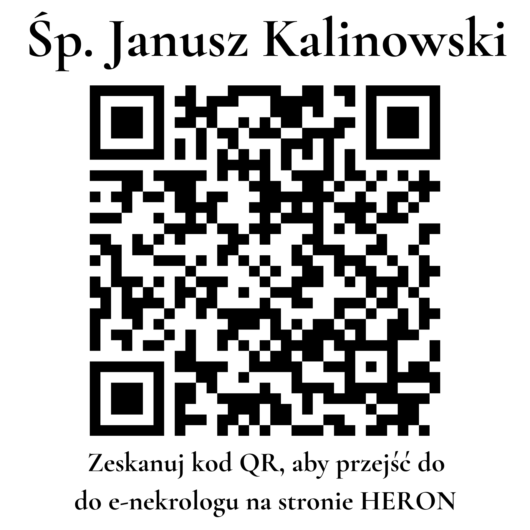 Kod QR do nekrologu Janusz Kalinowski Kod QR do nekrologu Janusz Kalinowski