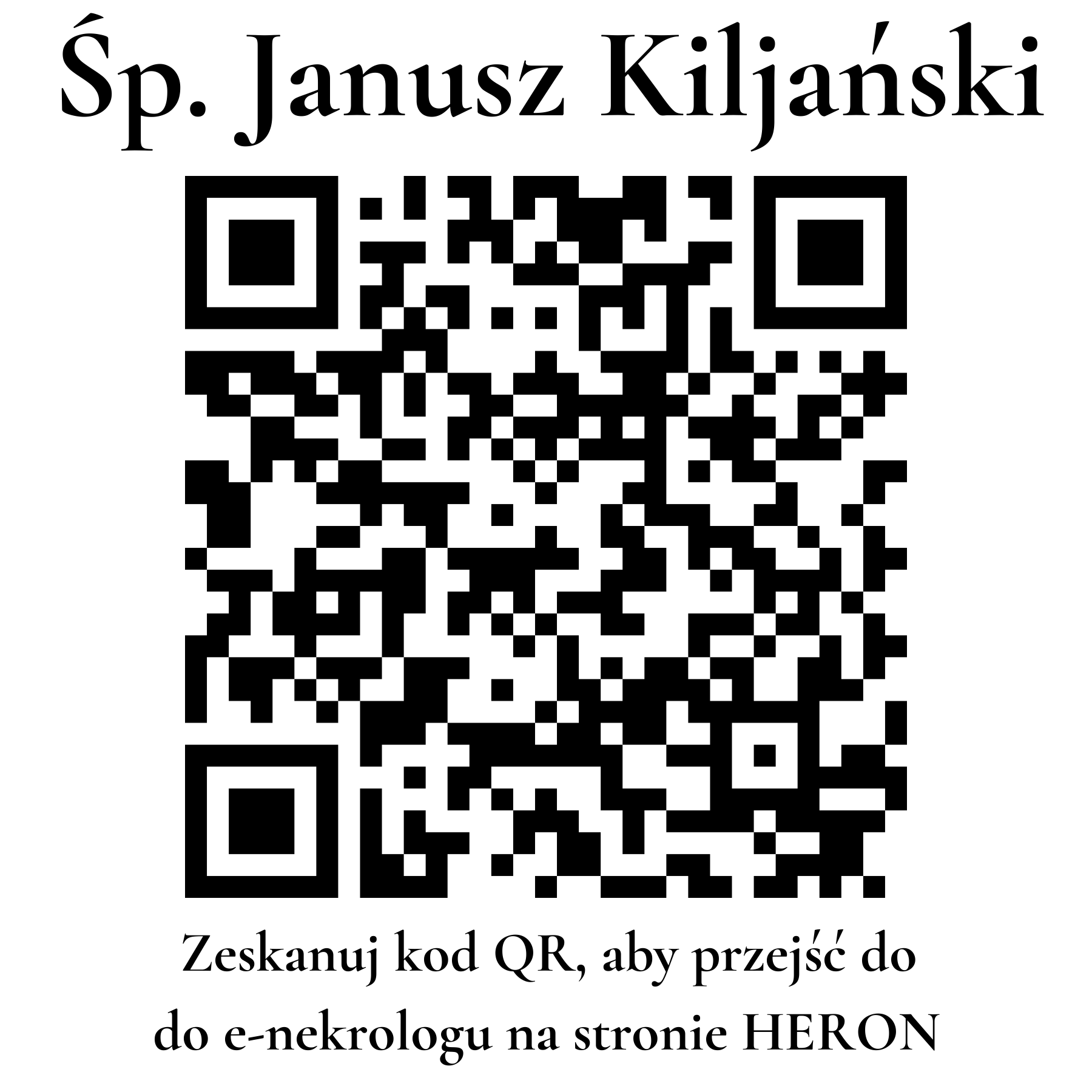Kod QR do nekrologu Janusz Kiljański Kod QR do nekrologu Janusz Kiljański