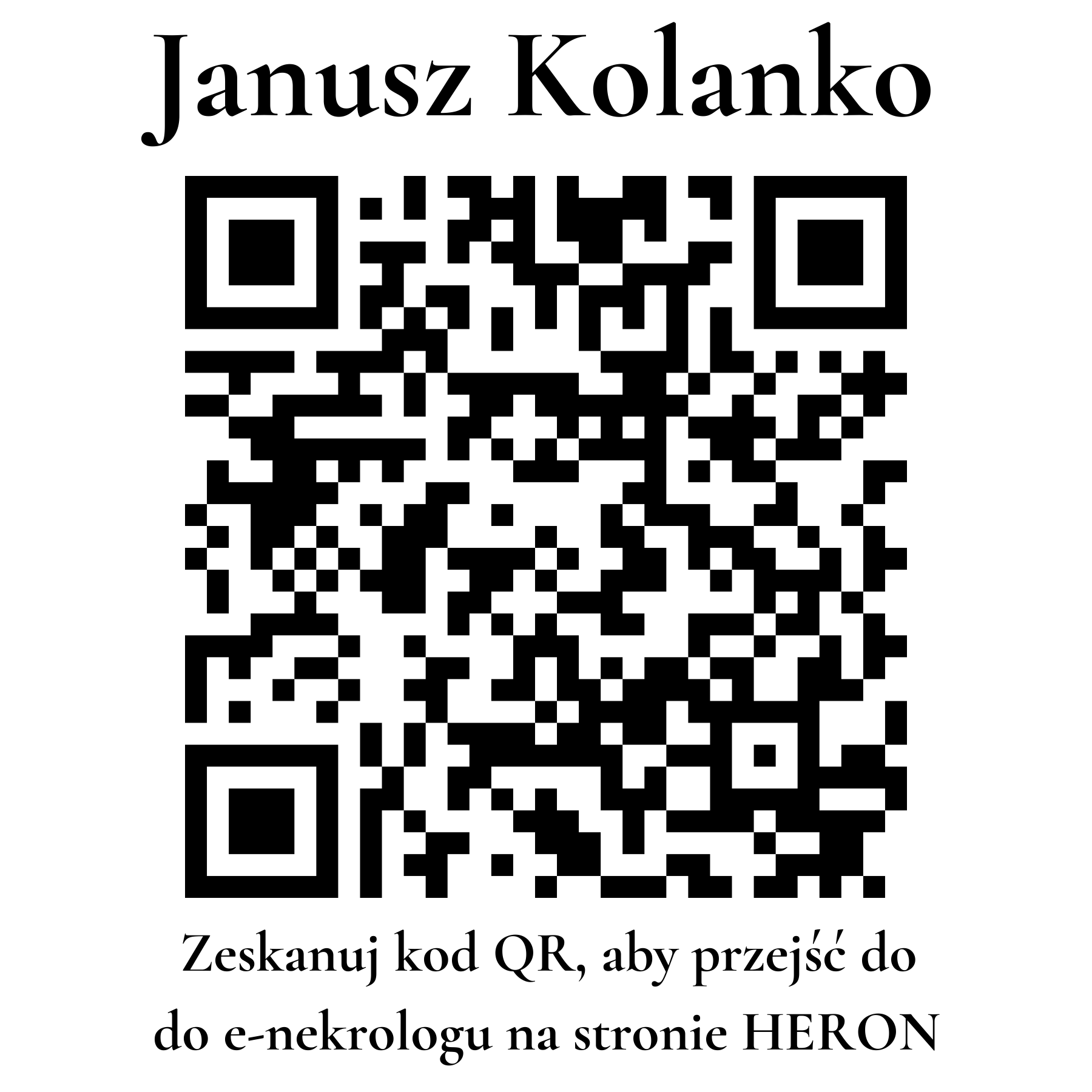 Kod QR do nekrologu Janusz Kolanko Kod QR do nekrologu Janusz Kolanko