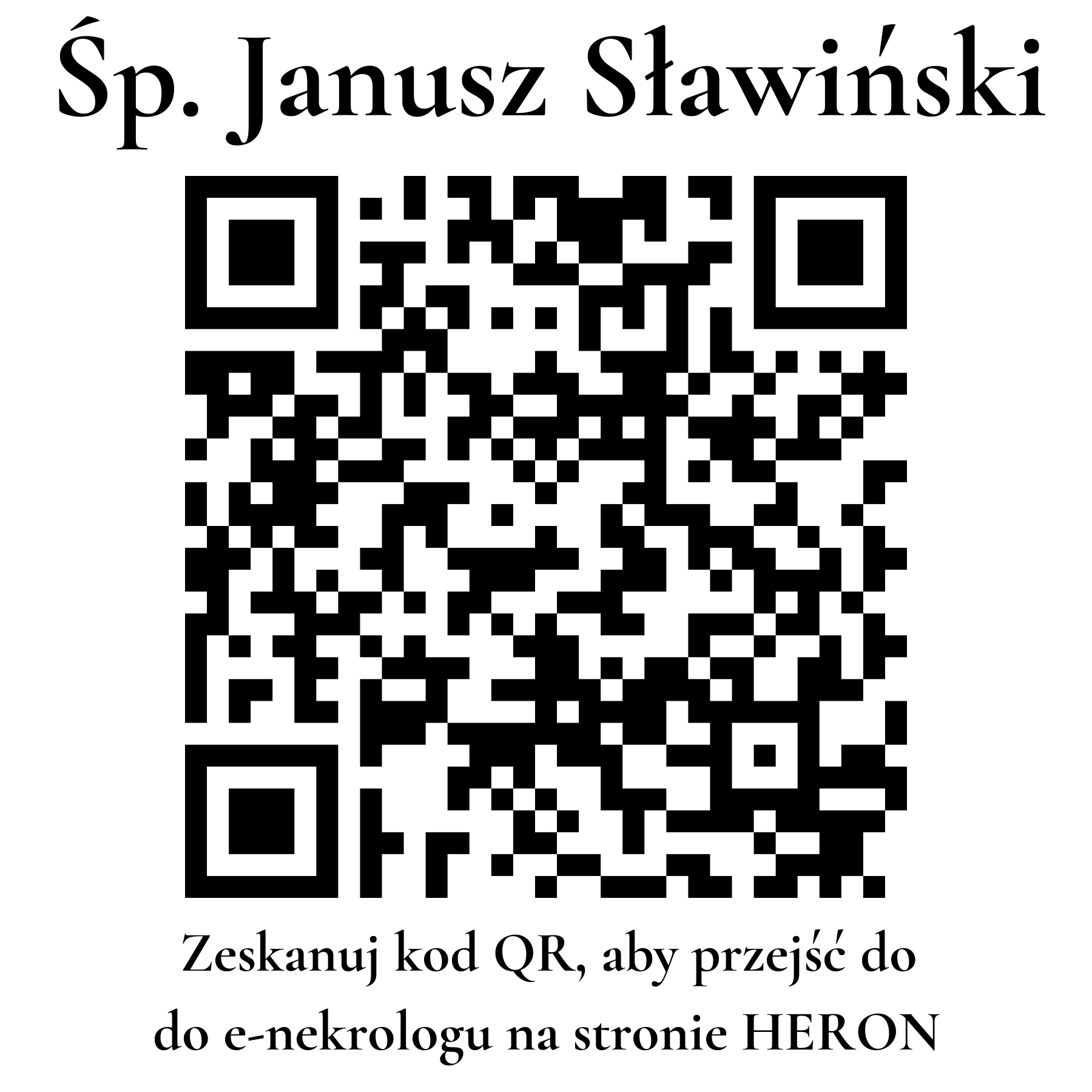 Kod QR do nekrologu Janusz Sławiński Kod QR do nekrologu Janusz Sławiński