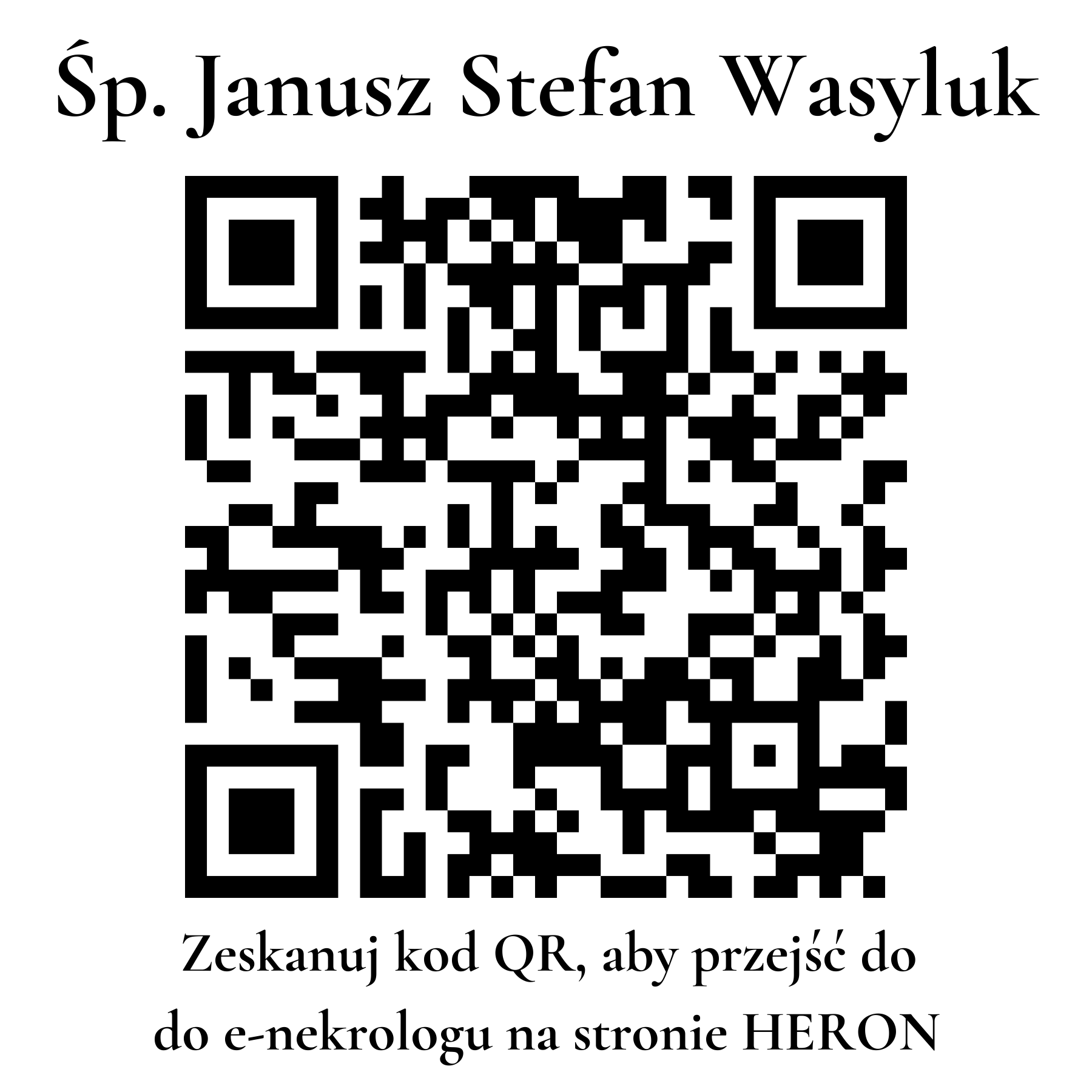Kod QR do nekrologu Janusz Stefan Wasyluk Kod QR do nekrologu Janusz Stefan Wasyluk