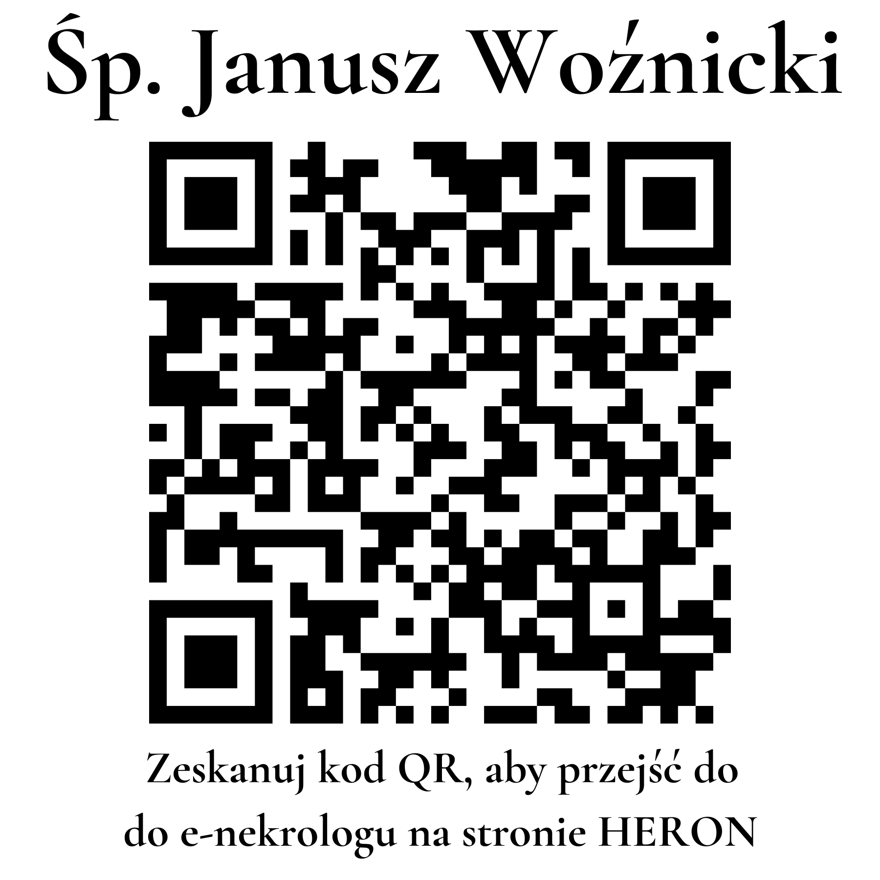Kod QR do nekrologu Janusz Woźnicki Kod QR do nekrologu Janusz Woźnicki
