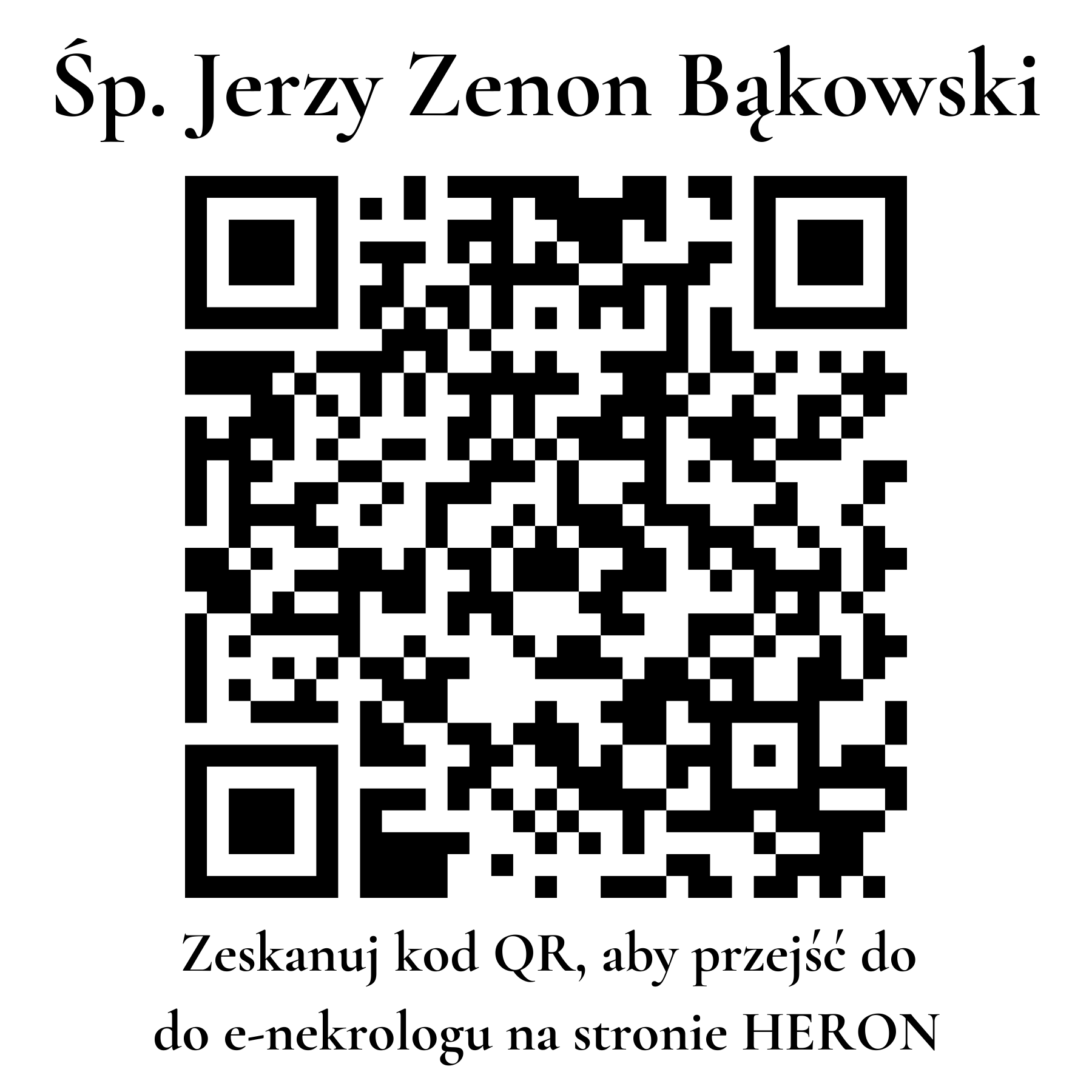 Kod QR do nekrologu Jerzy Zenon Bąkowski Kod QR do nekrologu Jerzy Zenon Bąkowski