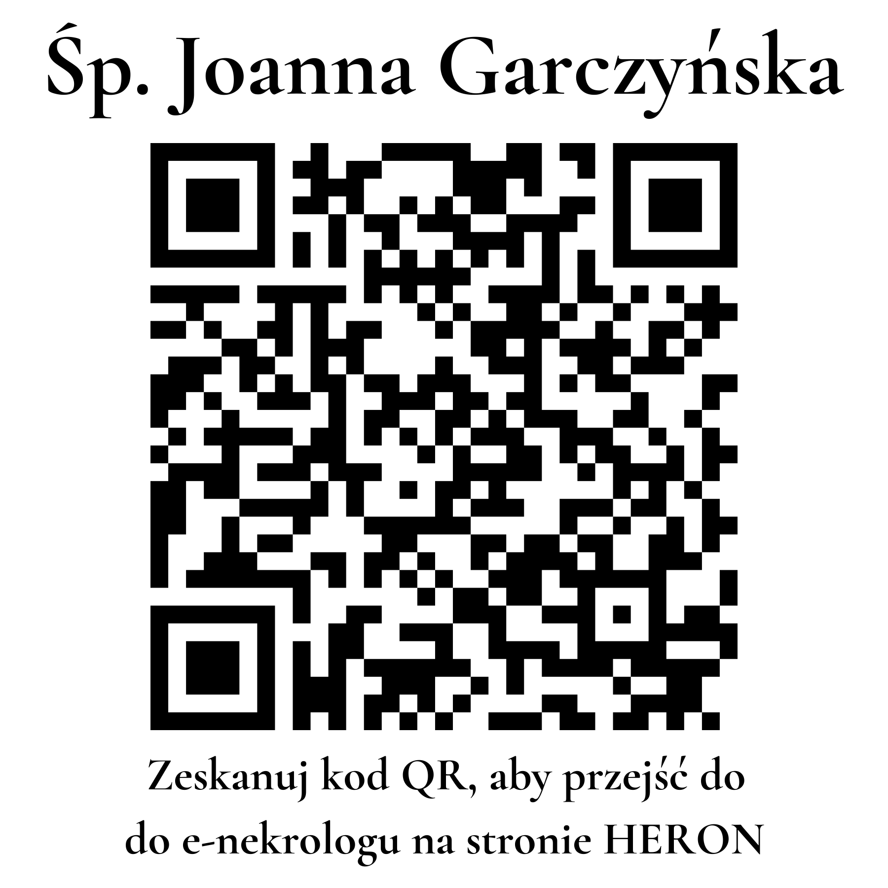 Kod QR do nekrologu Joanna Garczyńska