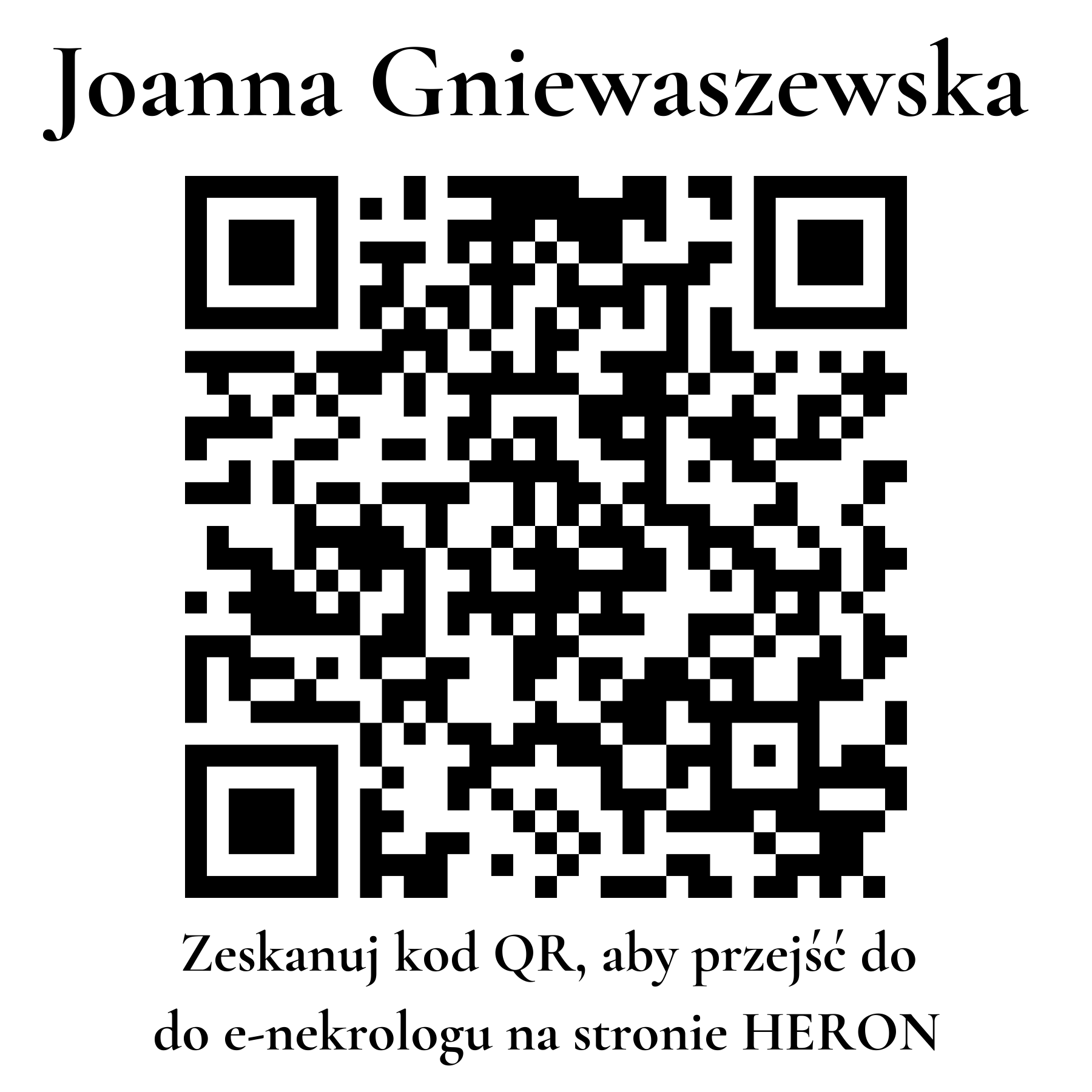 Kod QR do nekrologu Joanna Gniewaszewska Kod QR do nekrologu Joanna Gniewaszewska