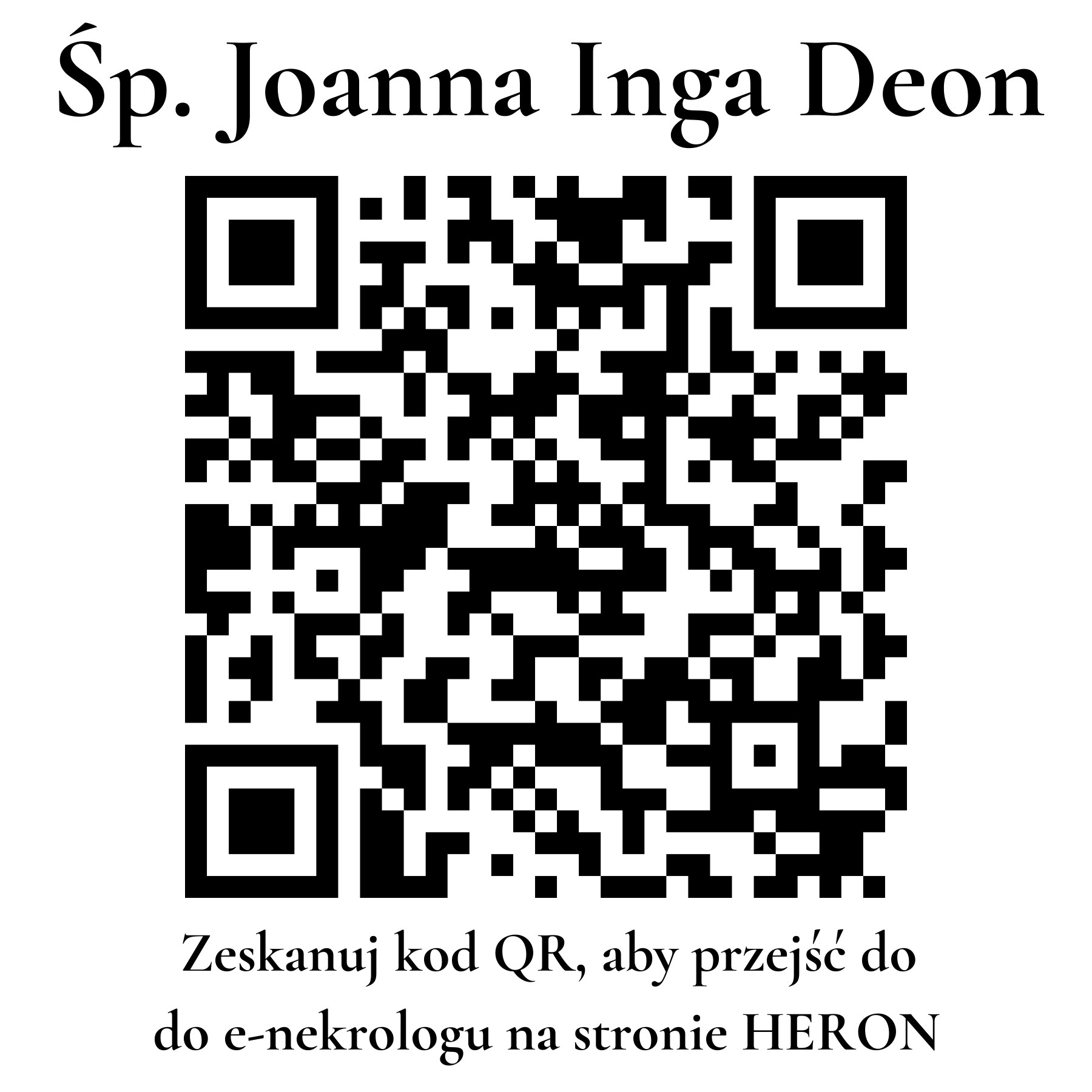 Kod QR do nekrologu Joanna Inga Deon