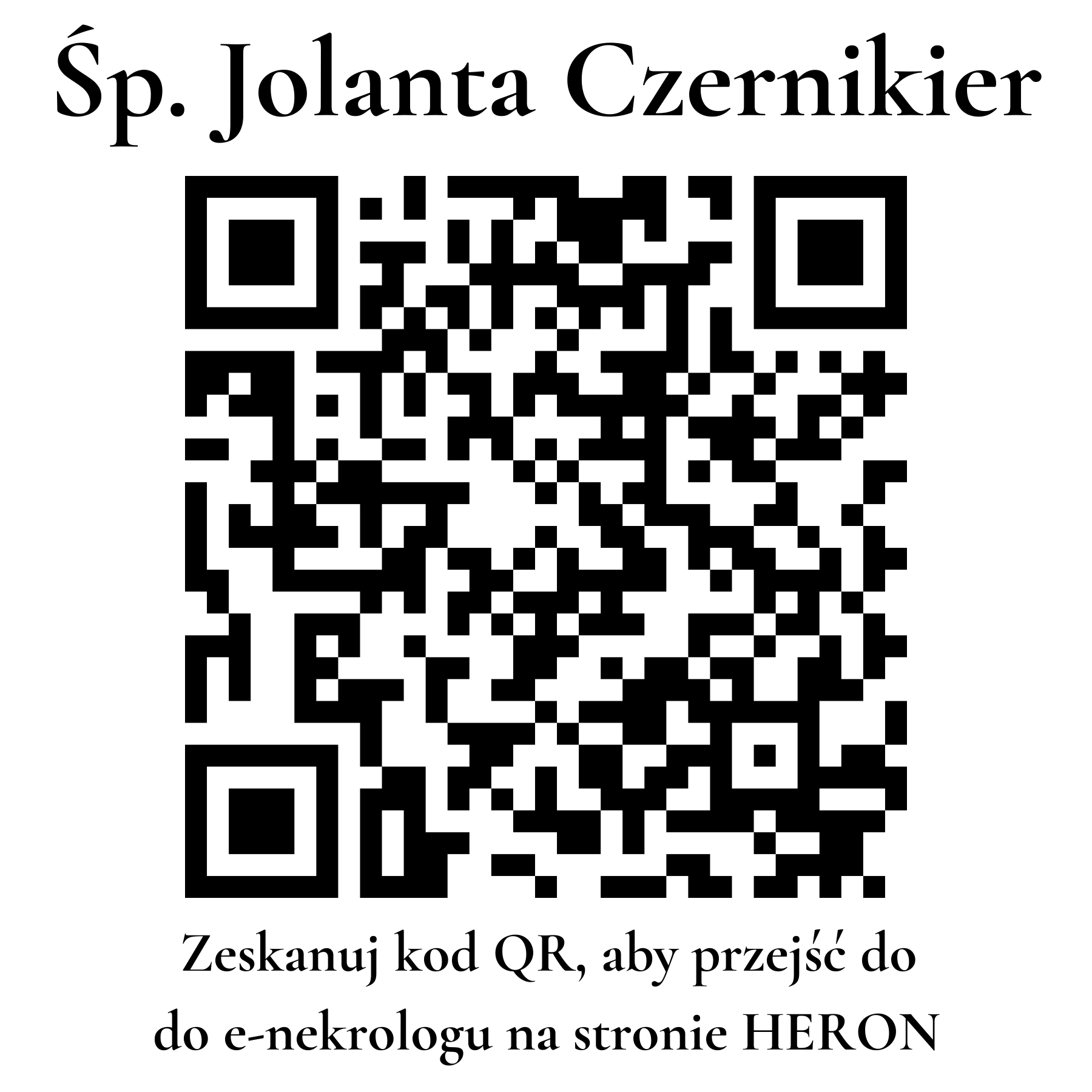 Kod QR do nekrologu Jolanta Czernikier Kod QR do nekrologu Jolanta Czernikier