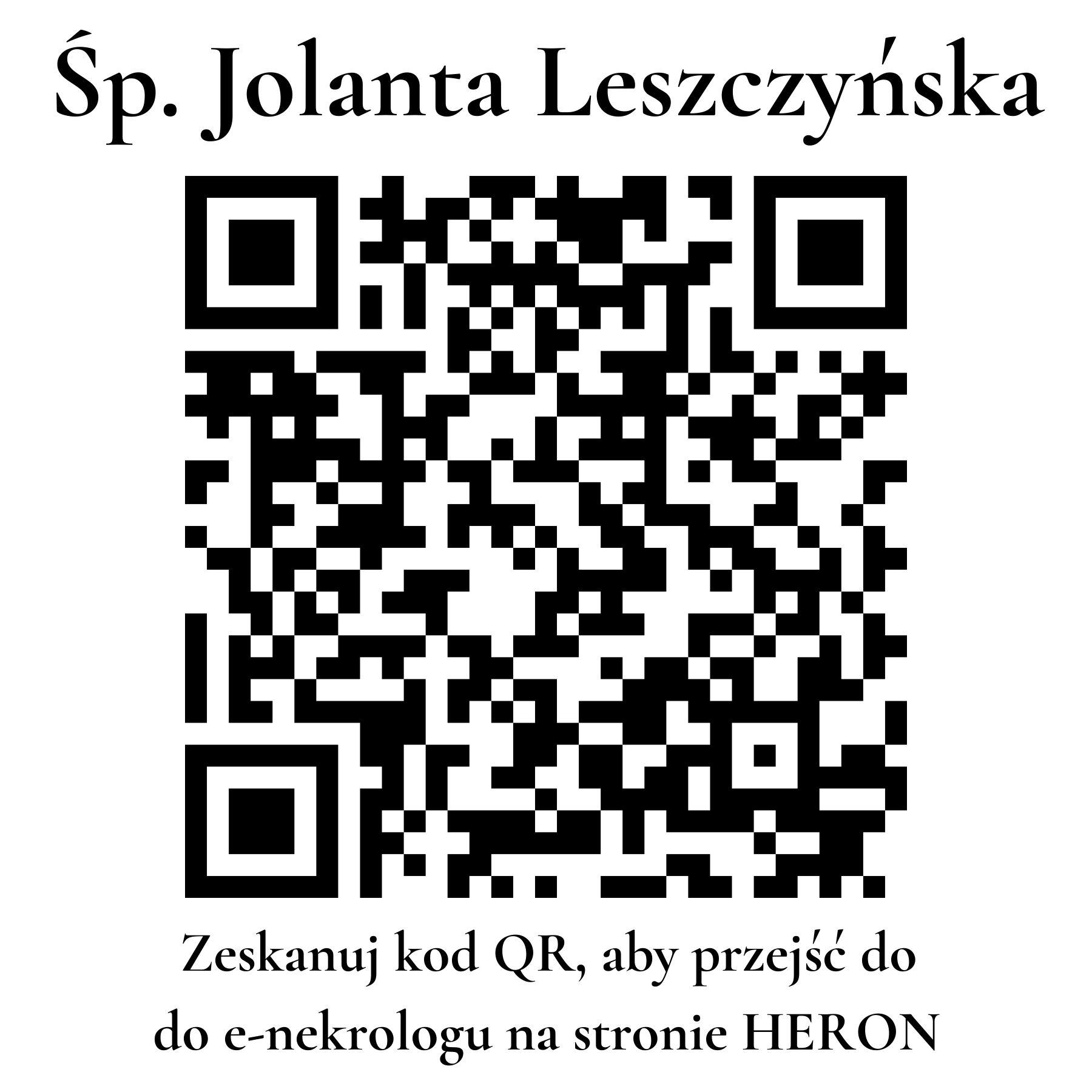 Kod QR do nekrologu Jolanta Leszczyńska Kod QR do nekrologu Jolanta Leszczyńska