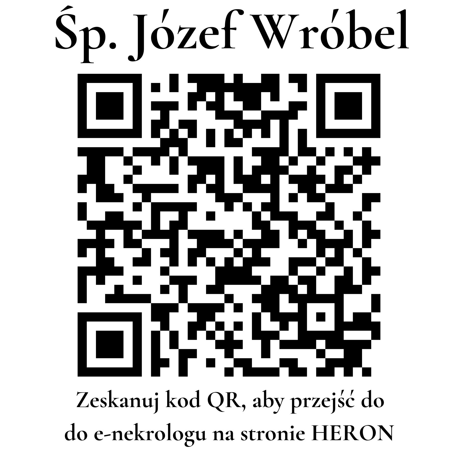 Kod QR do nekrologu Józef Wróbel Kod QR do nekrologu Józef Wróbel