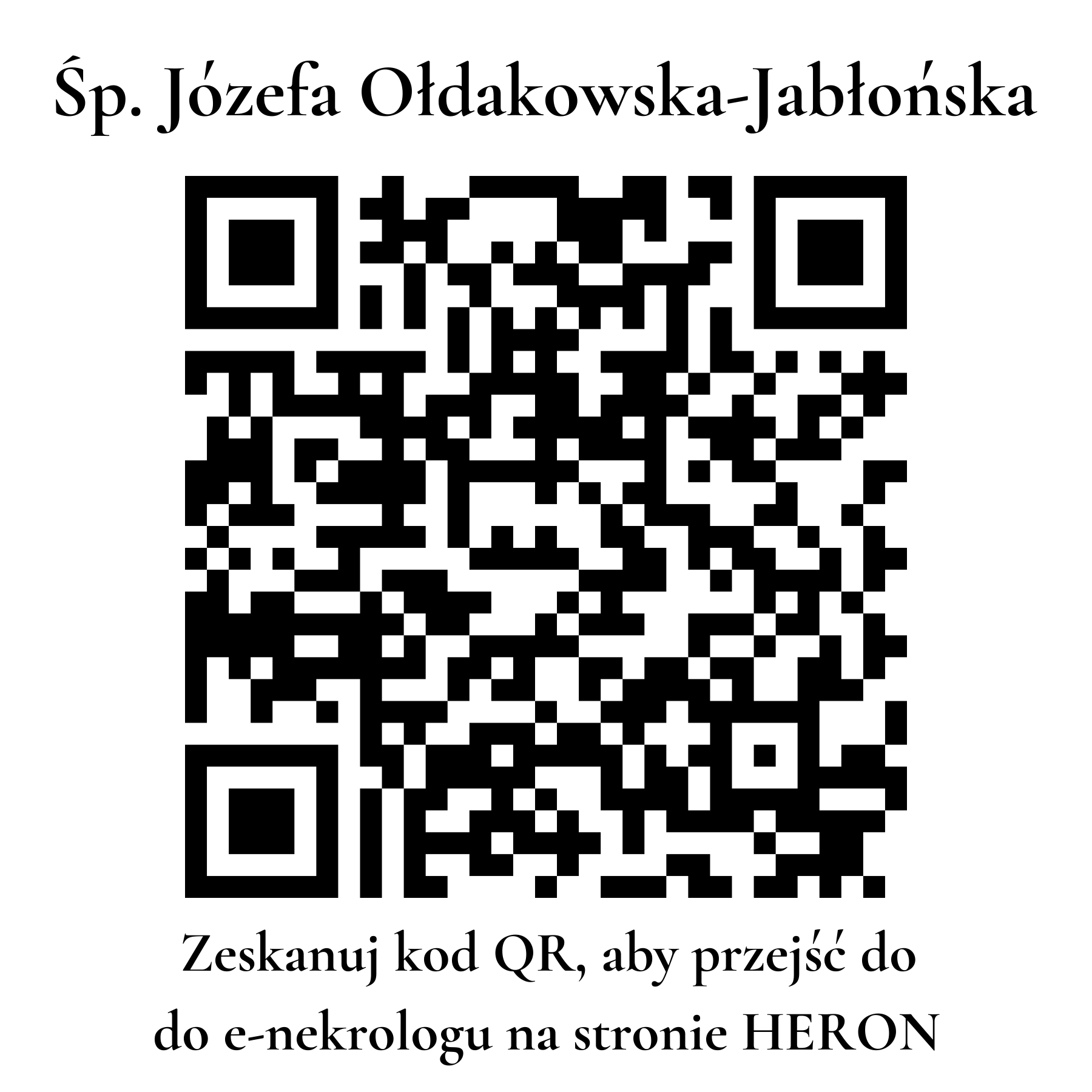 Kod QR do nekrologu Józefa Ołdakowska-Jabłońska