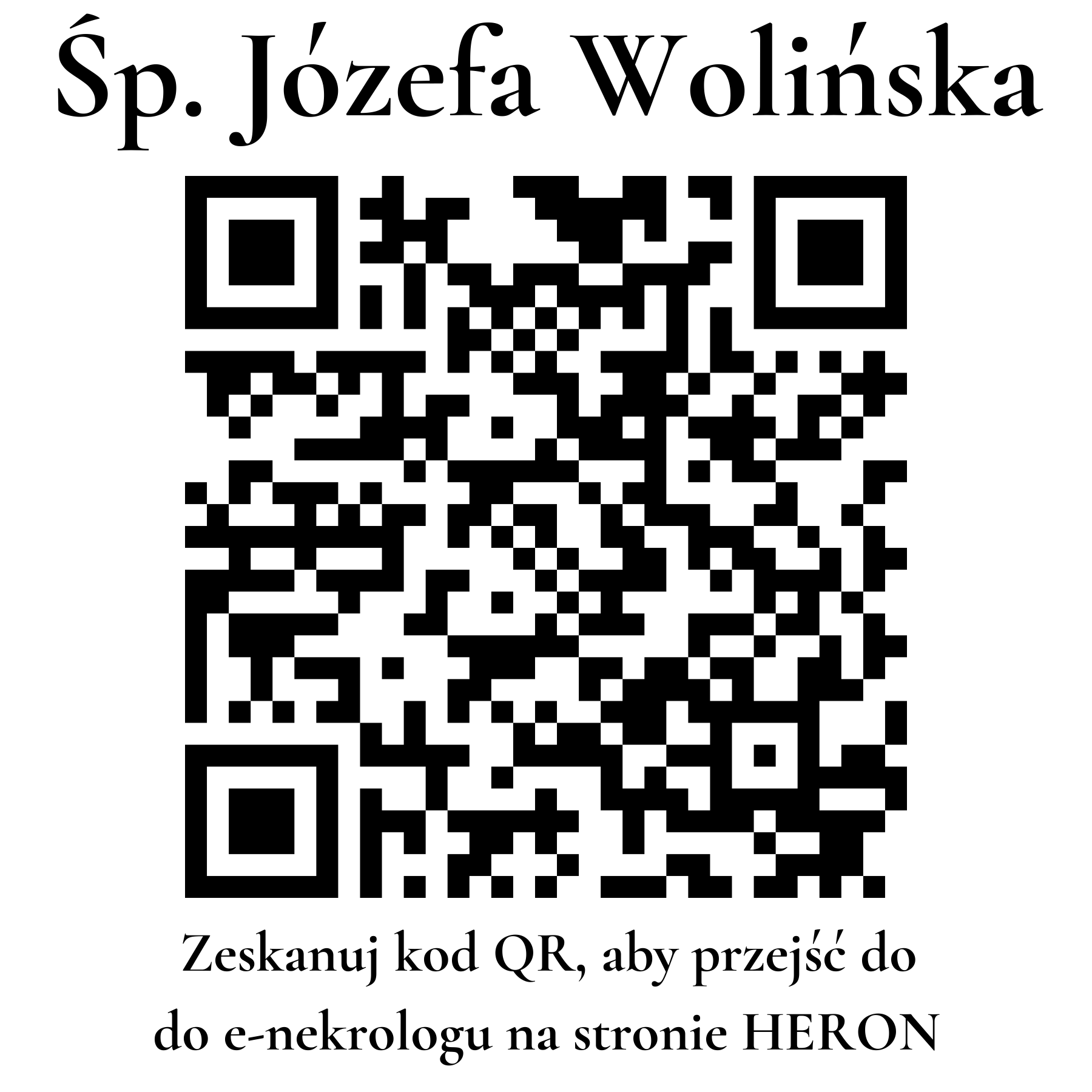 Kod QR do nekrologu Józefa Wolińska